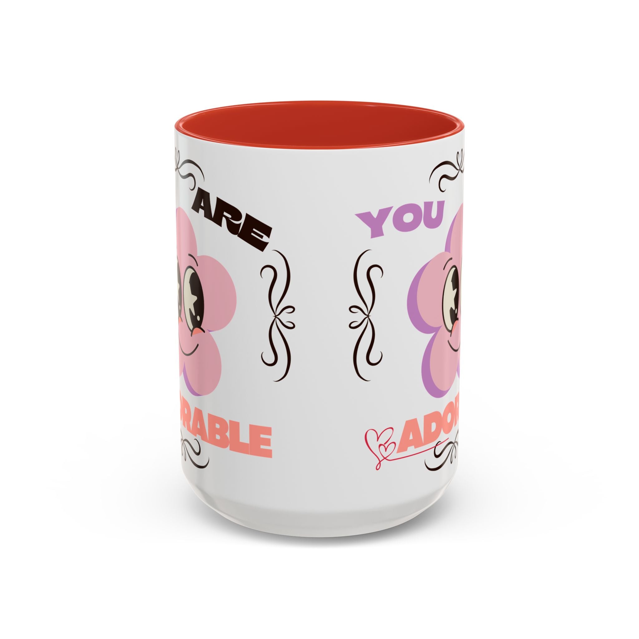 You Are Adorable Coffee Mug — Cute Pink Flower Accent Mug (11/15oz)