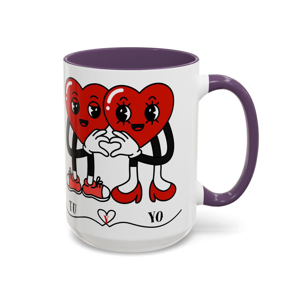 Valentine Heart Couple Coffee Mug – "Tu y Yo" Cute Romantic Accent Mug