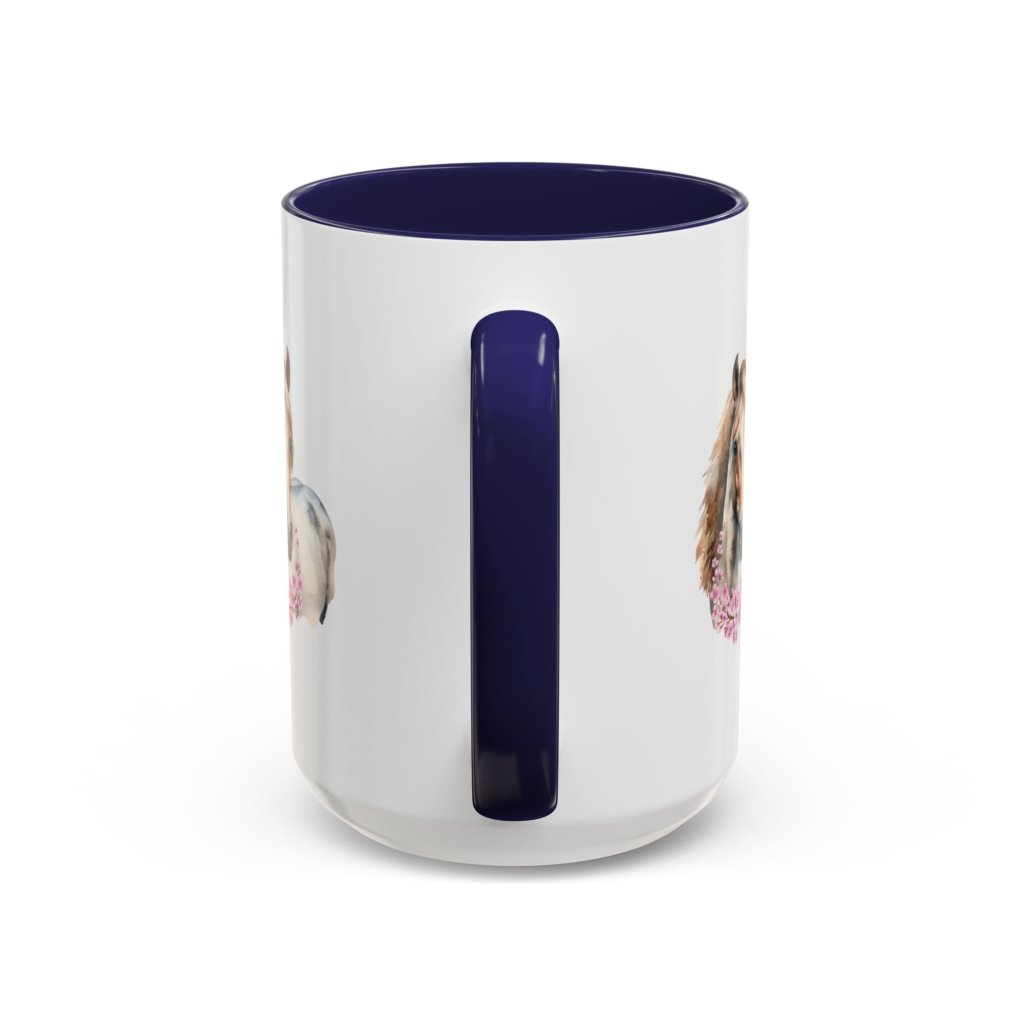 Horse Portrait Accent Coffee Mug — Floral Necklace Rustic Equestrian Gift (11/15oz)