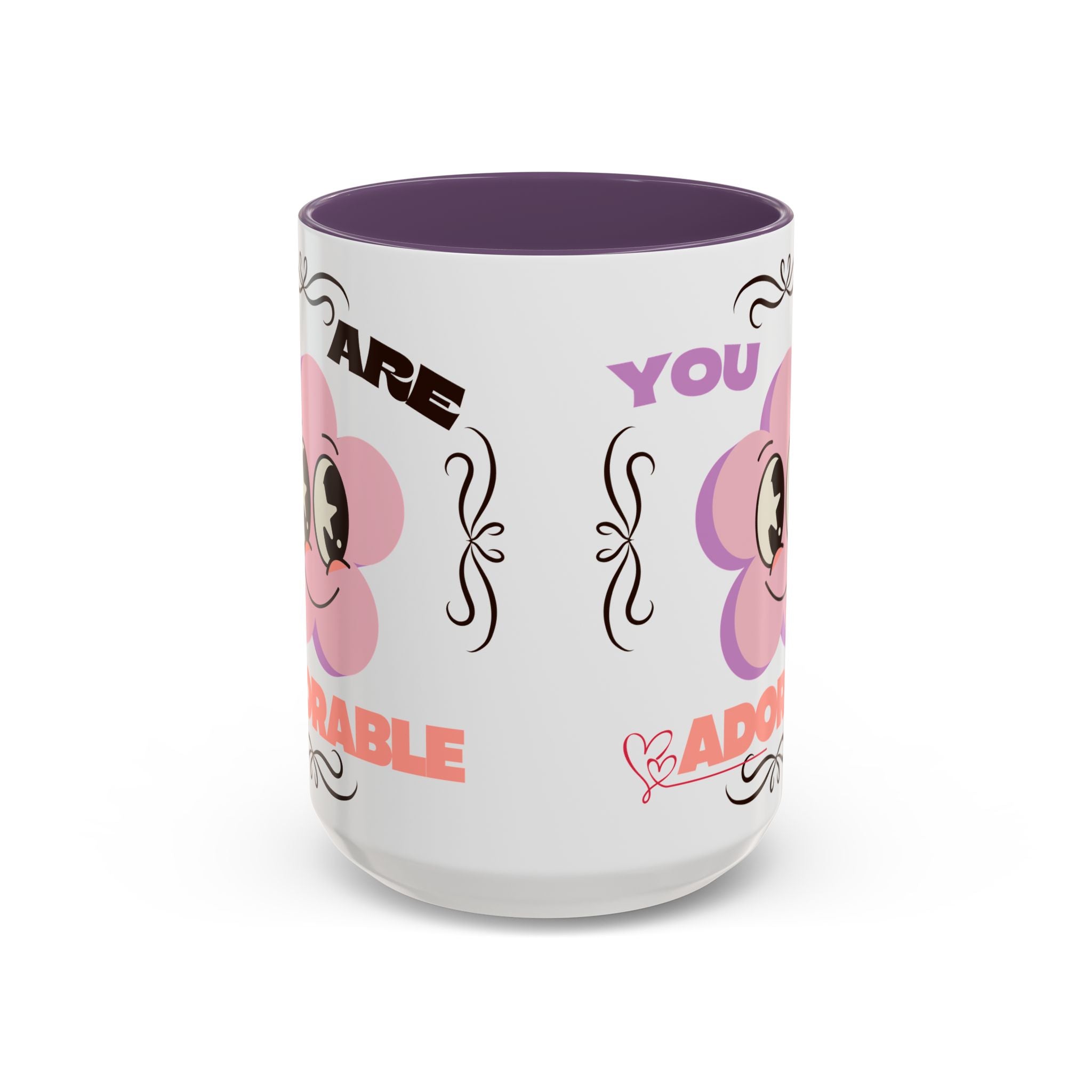 You Are Adorable Coffee Mug — Cute Pink Flower Accent Mug (11/15oz)