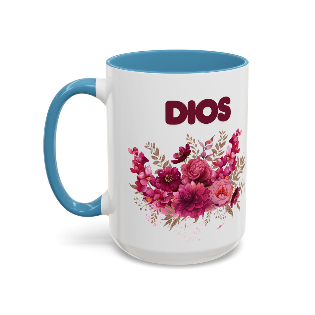 Dios Floral Accent Coffee Mug — 11/15oz Inspirational Christian Tea Cup