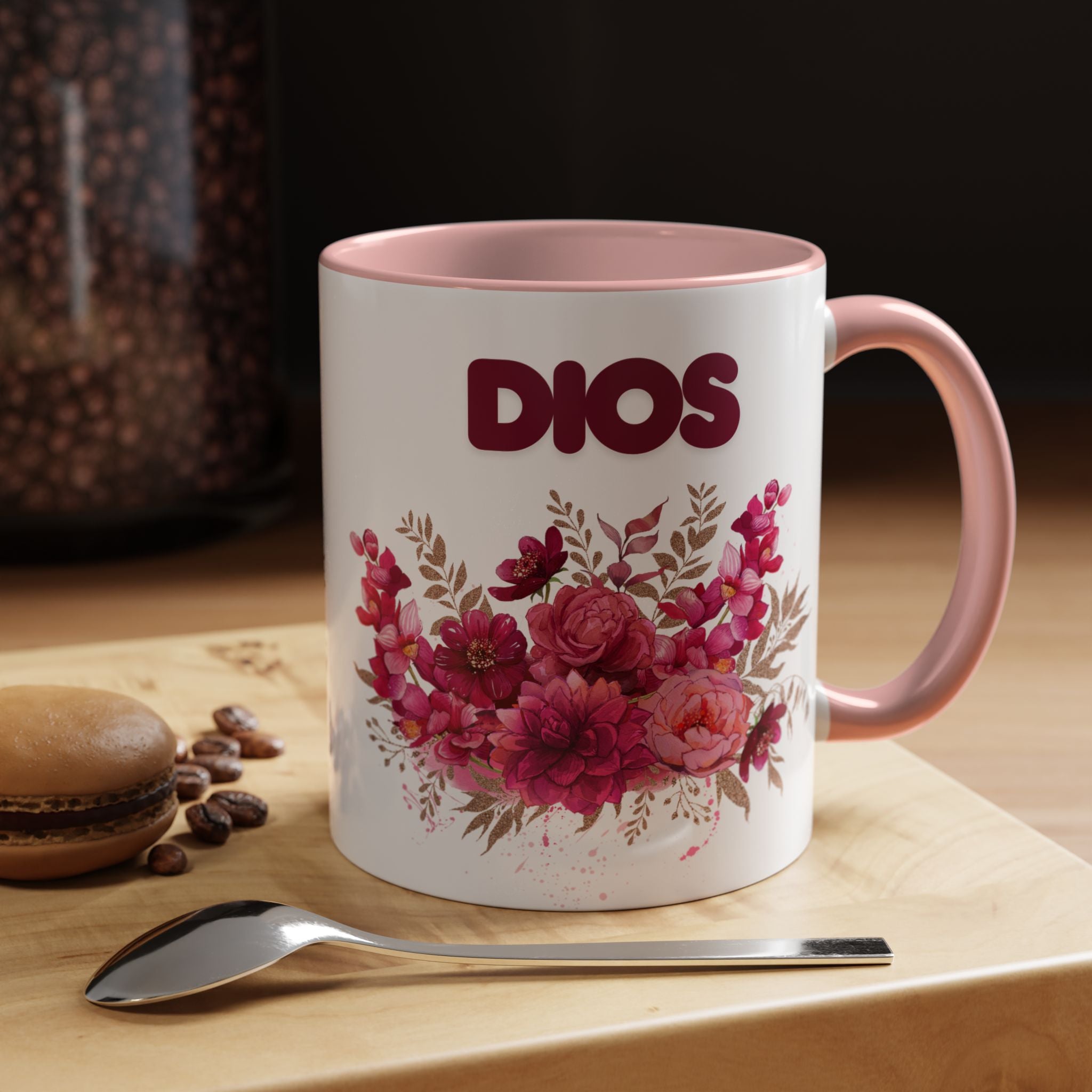 Dios Floral Accent Coffee Mug — 11/15oz Inspirational Christian Tea Cup