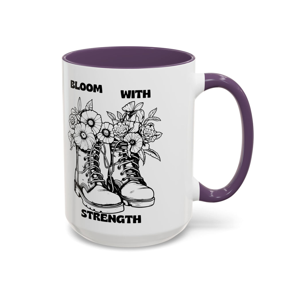Bloom With Strength Coffee Mug — Floral Boots Inspirational Accent Mug (11/15oz)