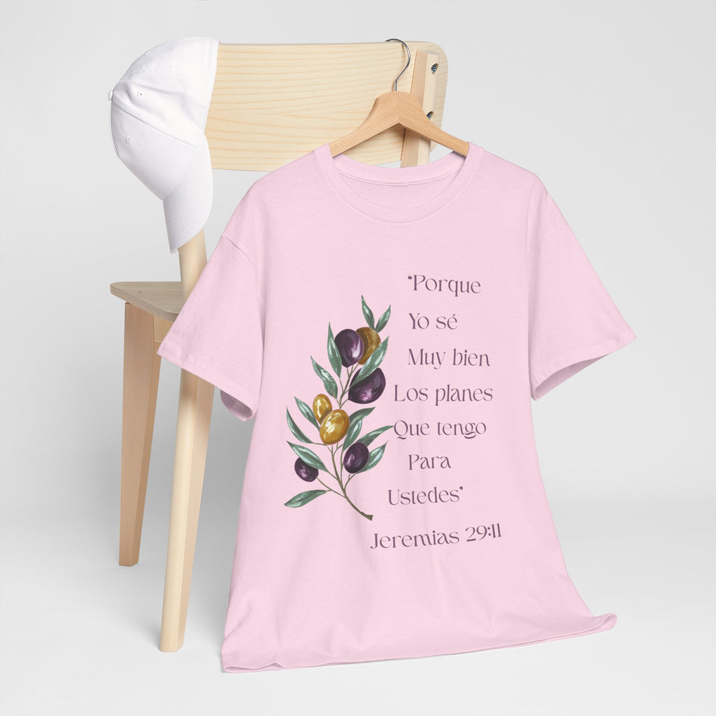 Olive Branch Scripture Tee — Jeremías 29:11 Spanish Floral Bible Verse T-Shirt