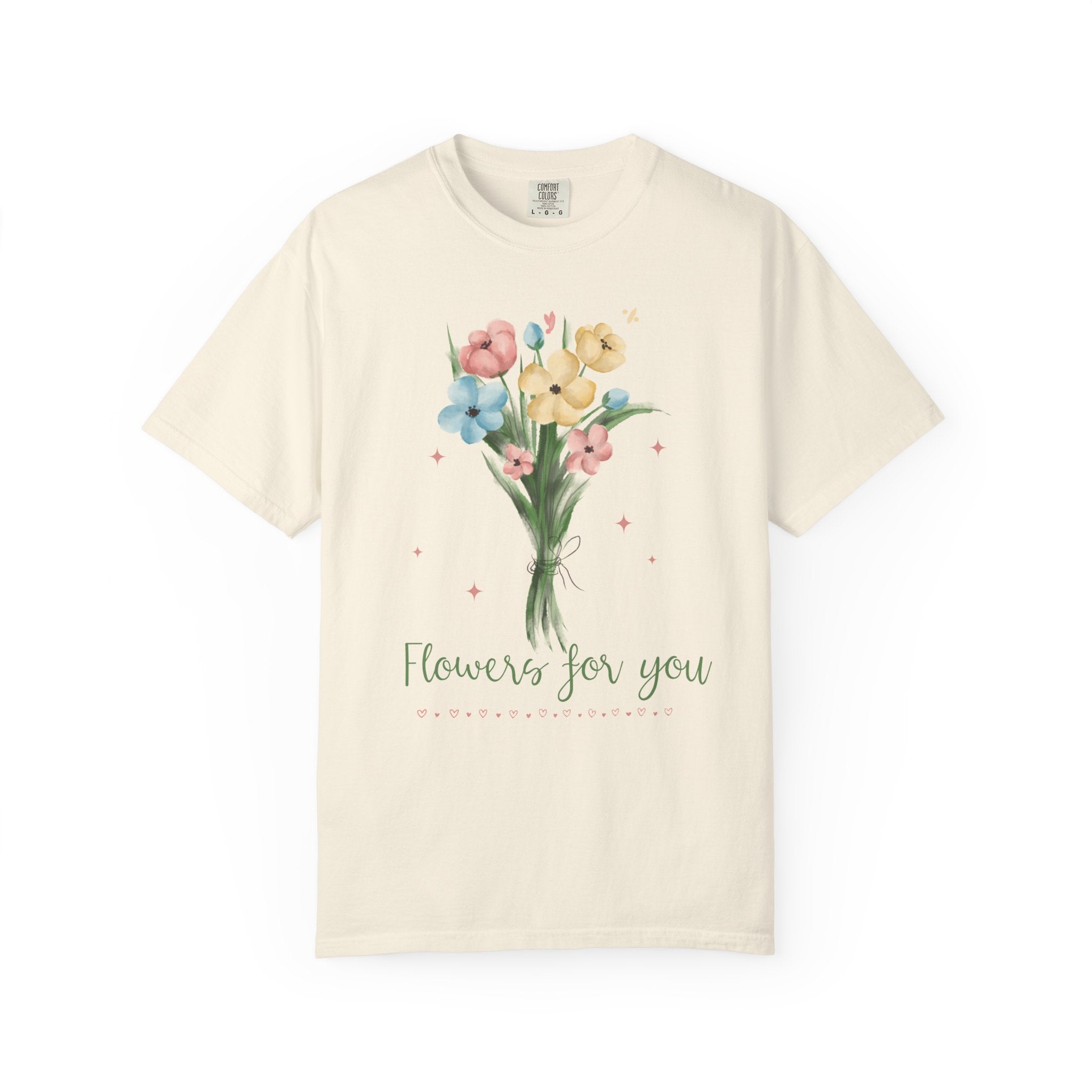 Flower Bouquet Unisex Garment-Dyed T-shirt, Spring Gift, Casual Wear, Floral Tee, Mother's Day Top, Gardening Shirt