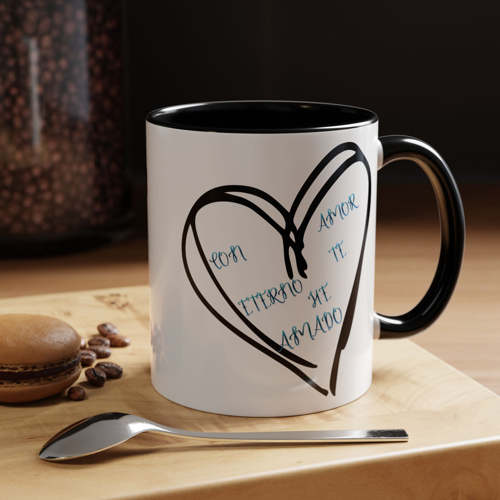 Coffee Mug - Hand-Drawn Heart with Spanish 'Por Amor Te He Amado' Accent