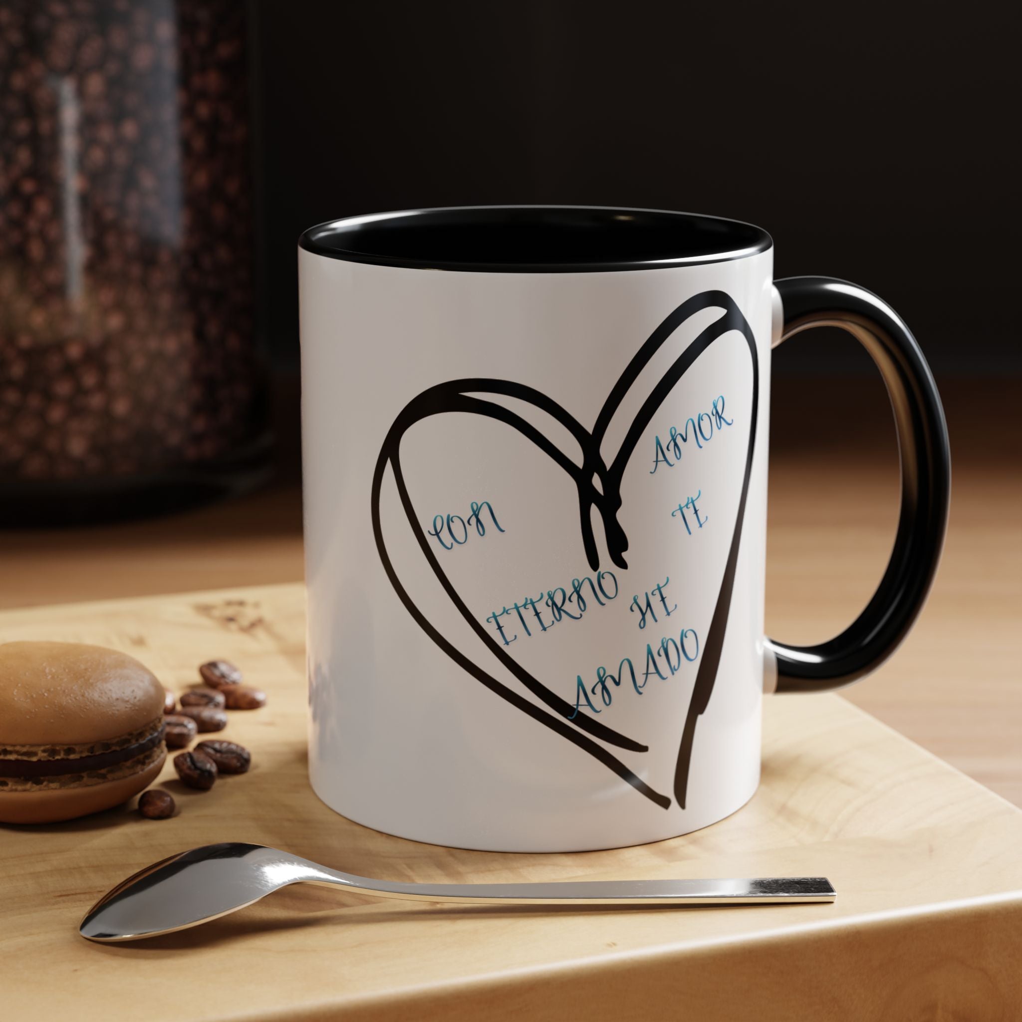 Coffee Mug - Hand-Drawn Heart with Spanish 'Por Amor Te He Amado' Accent