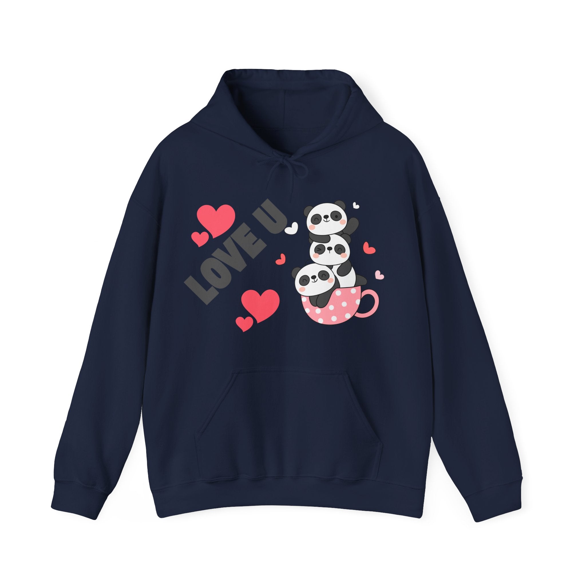 Cute Panda Love Hoodie for Couples, Valentine's Day Gift, Cozy Sweatshirt, Unisex Love Hoodie, Animal Lover Apparel, Cute Sweatshirt