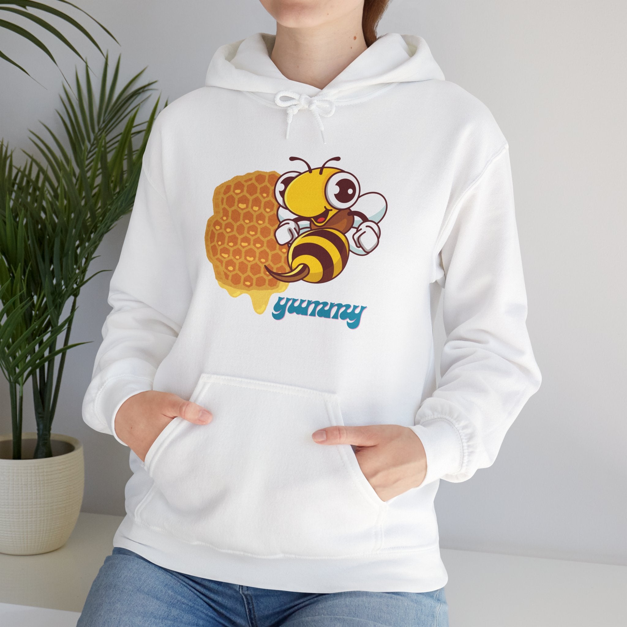 Cute Bee & Waffle Hoodie, Yummy Food Sweatshirt, Unisex Gift for Food Lovers, Cozy Casual Wear, Great for Birthdays & Celebrations