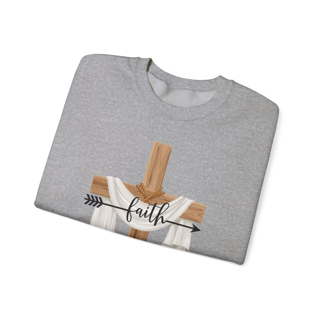 Faith Cross Crewneck Sweatshirt — Easter Lily Christian Pullover
