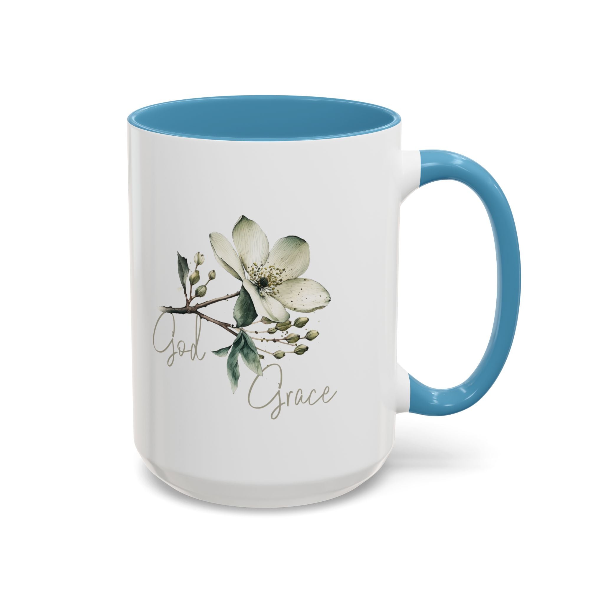 Floral Accent Coffee Mug | God Grace Gift, Nature-Inspired Tea Cup, Inspirational Drinkware for Home, Office, Mother's Day