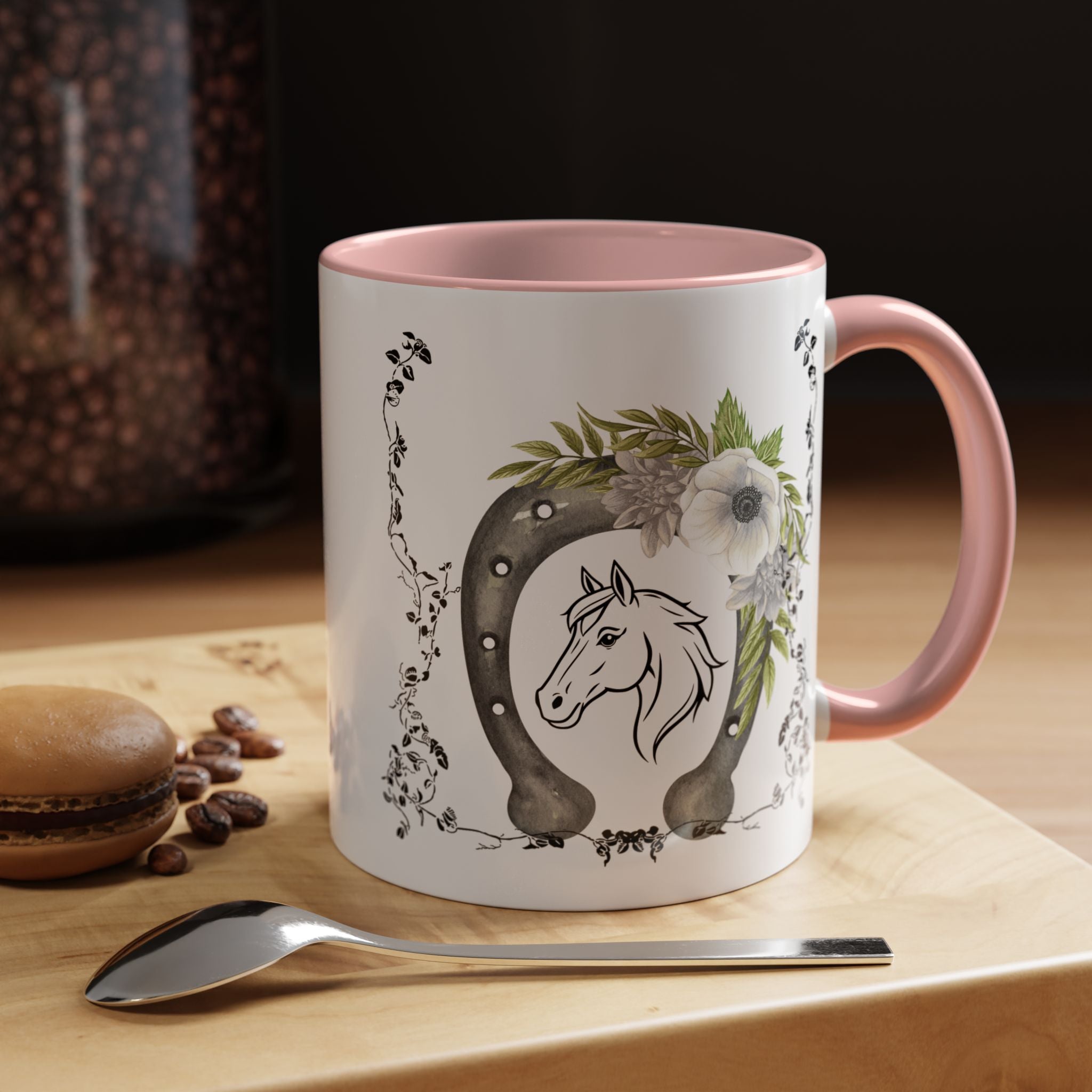 Personalized Floral Horseshoe Mug - Unique Gift for Horse Lovers, Cowgirl Theme, Farmhouse Decor, Wedding Favors, Custom Name Mug