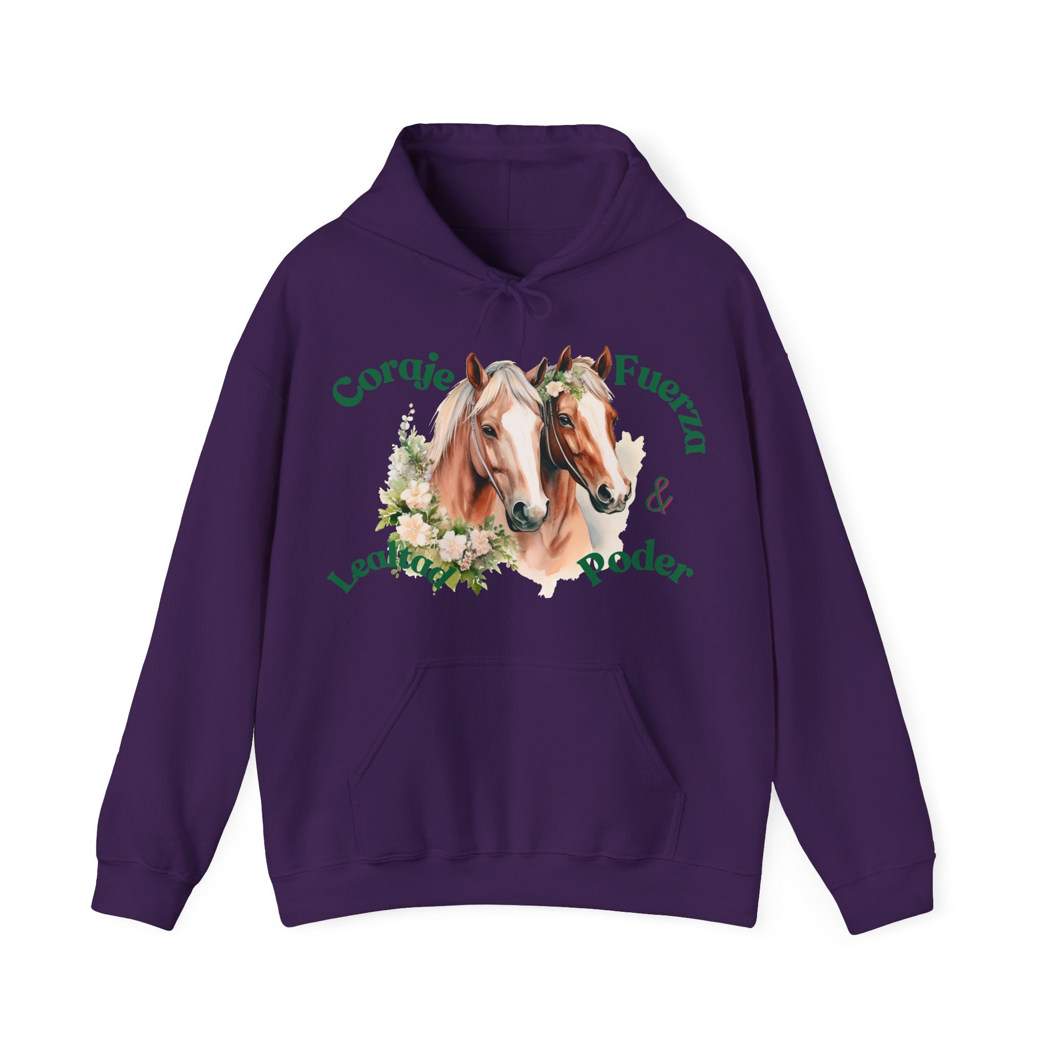 Equine Spirit Hooded Sweatshirt - Courage, Strength, Love, Gift for Horse Lovers, Cozy Wear, Equestrian Apparel, Motivational Sweatshirt