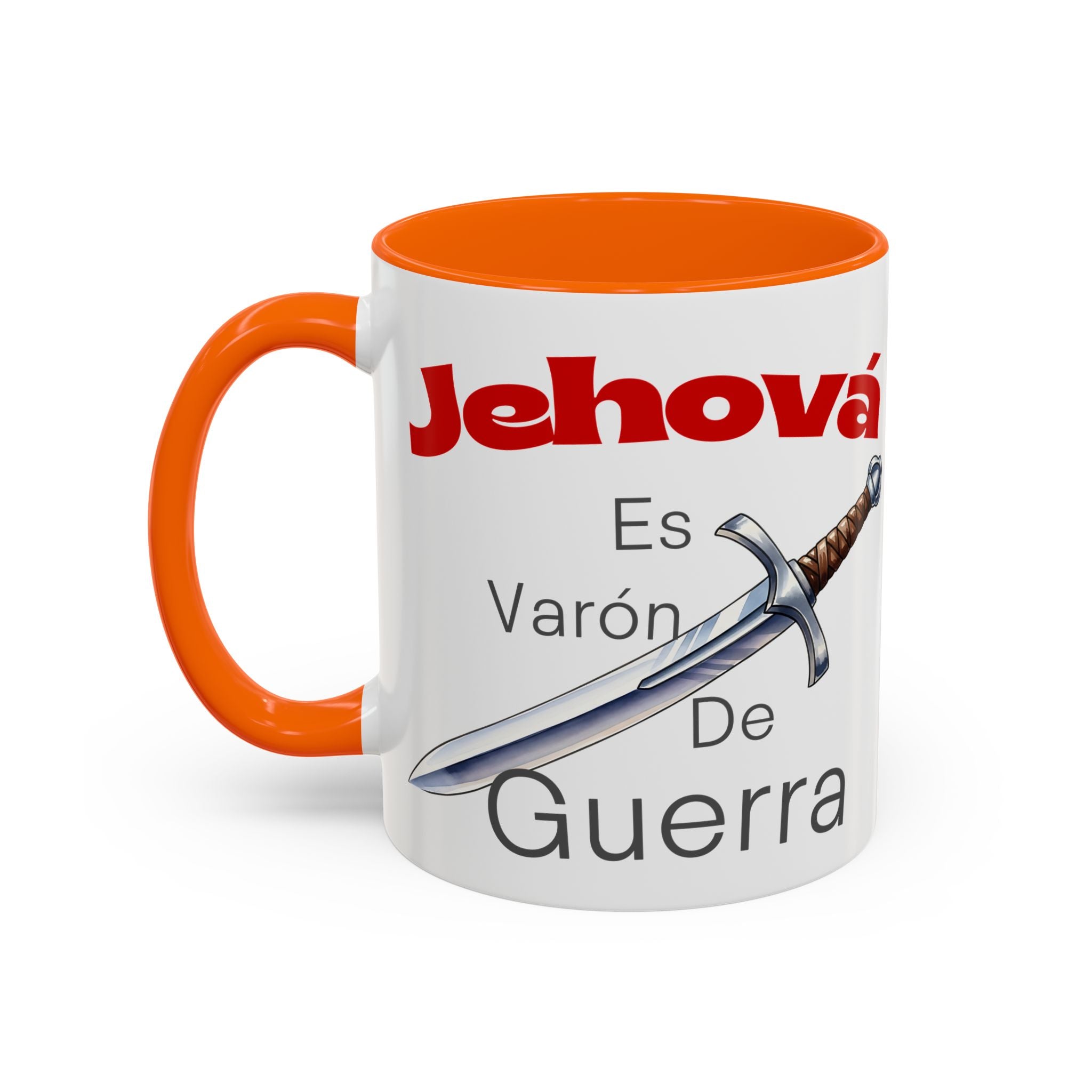 Jehovah Es Varón de Guerra Coffee Mug — Spanish Faith Sword Accent Mug (11/15oz)