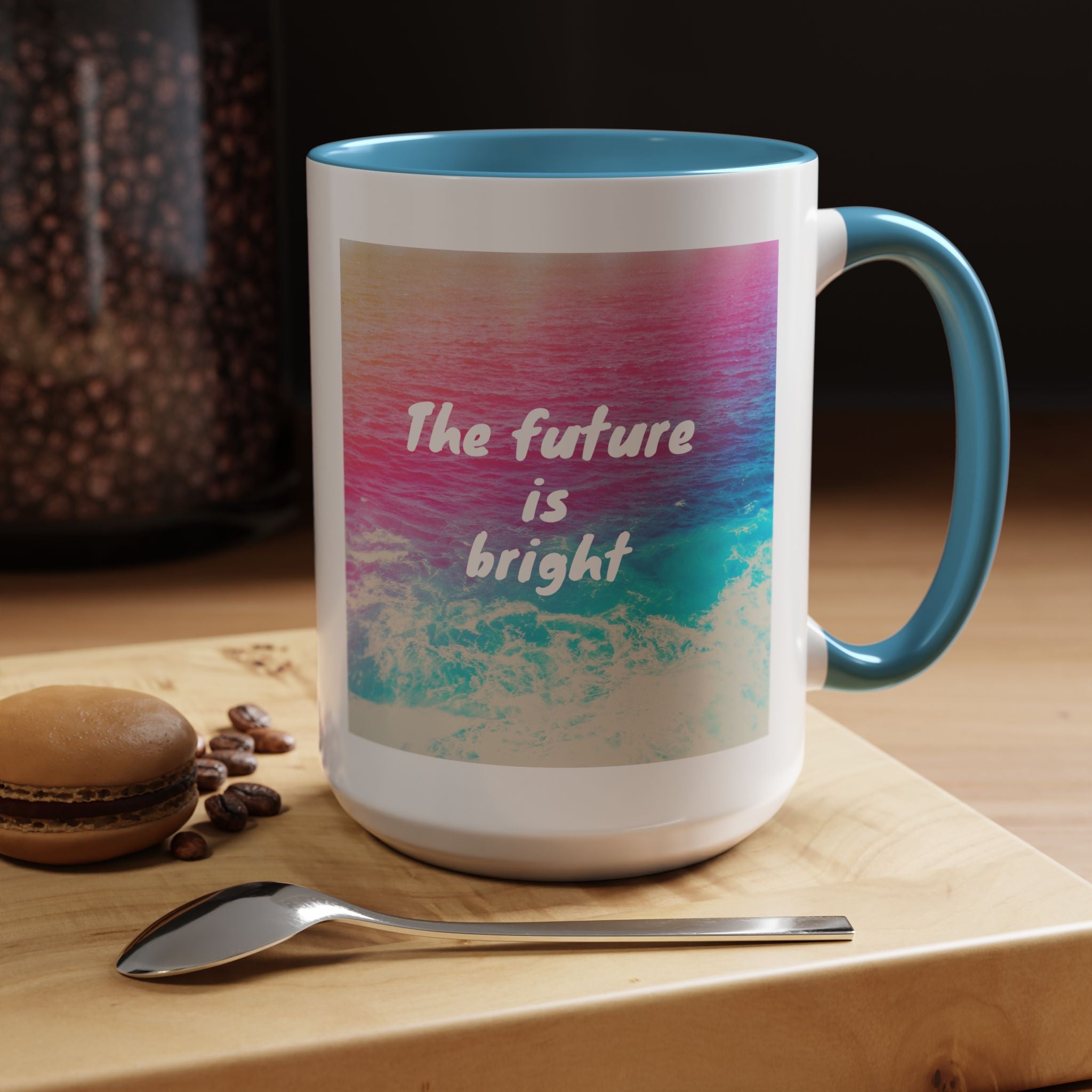 Ocean Background Future Is Bright Accent Coffee Mug (11, 15oz)