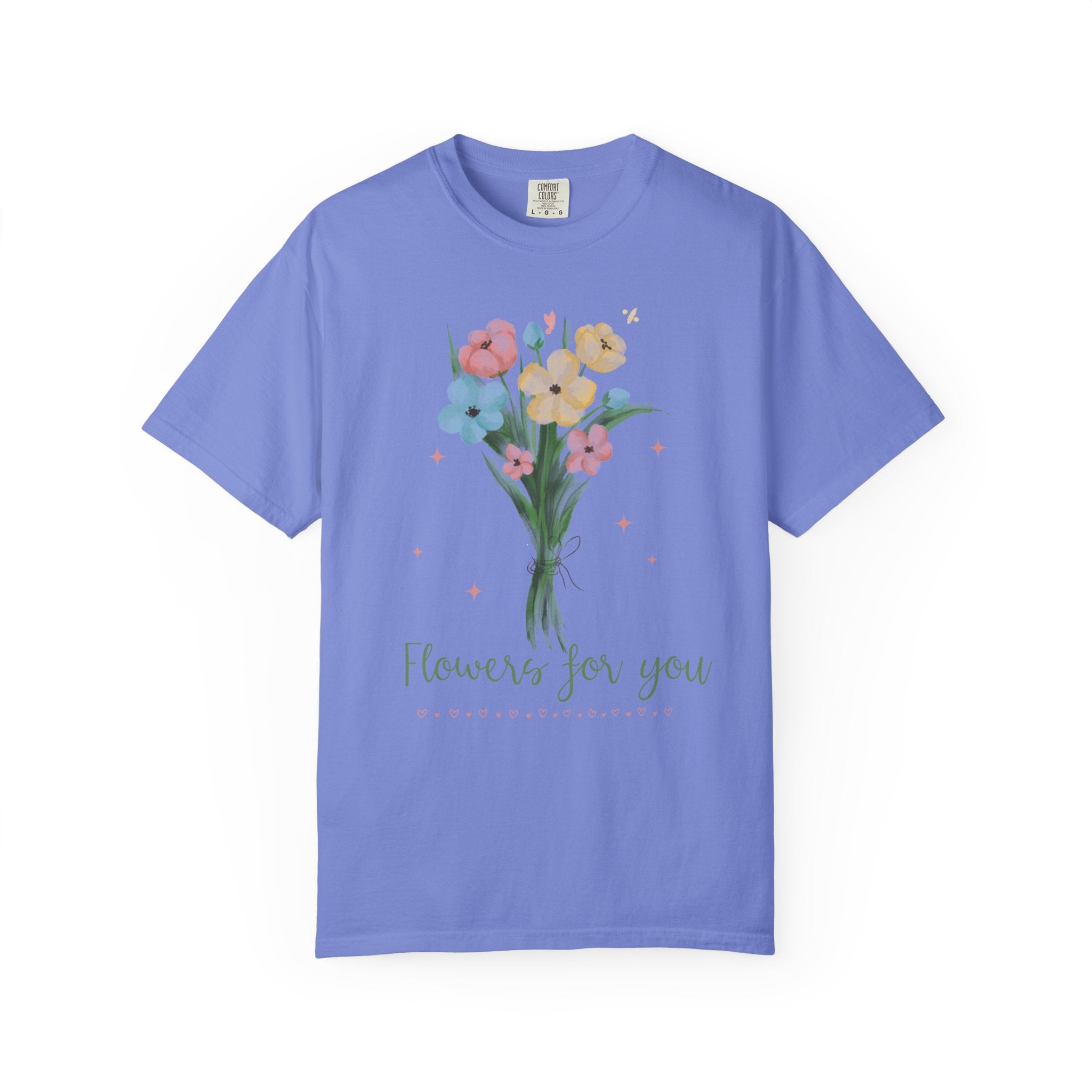 Flower Bouquet Unisex Garment-Dyed T-shirt, Spring Gift, Casual Wear, Floral Tee, Mother's Day Top, Gardening Shirt