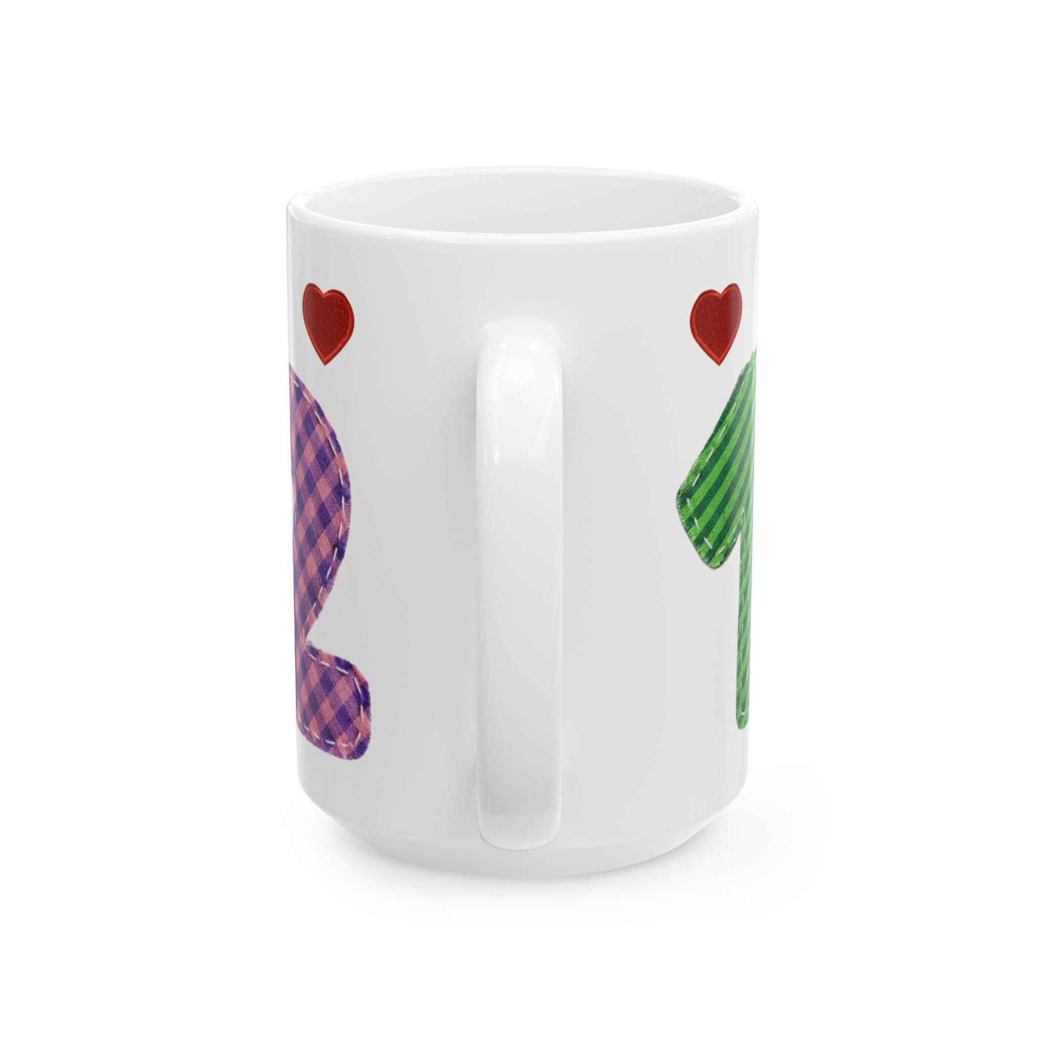 Patterned Number Heart Mug — Customizable Anniversary, Birthday or Year Coffee Cup (11oz/15oz)