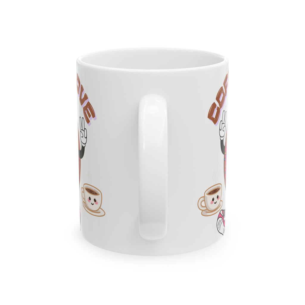 Coffee Love Ceramic Mug - Fun Donut & Coffee Design