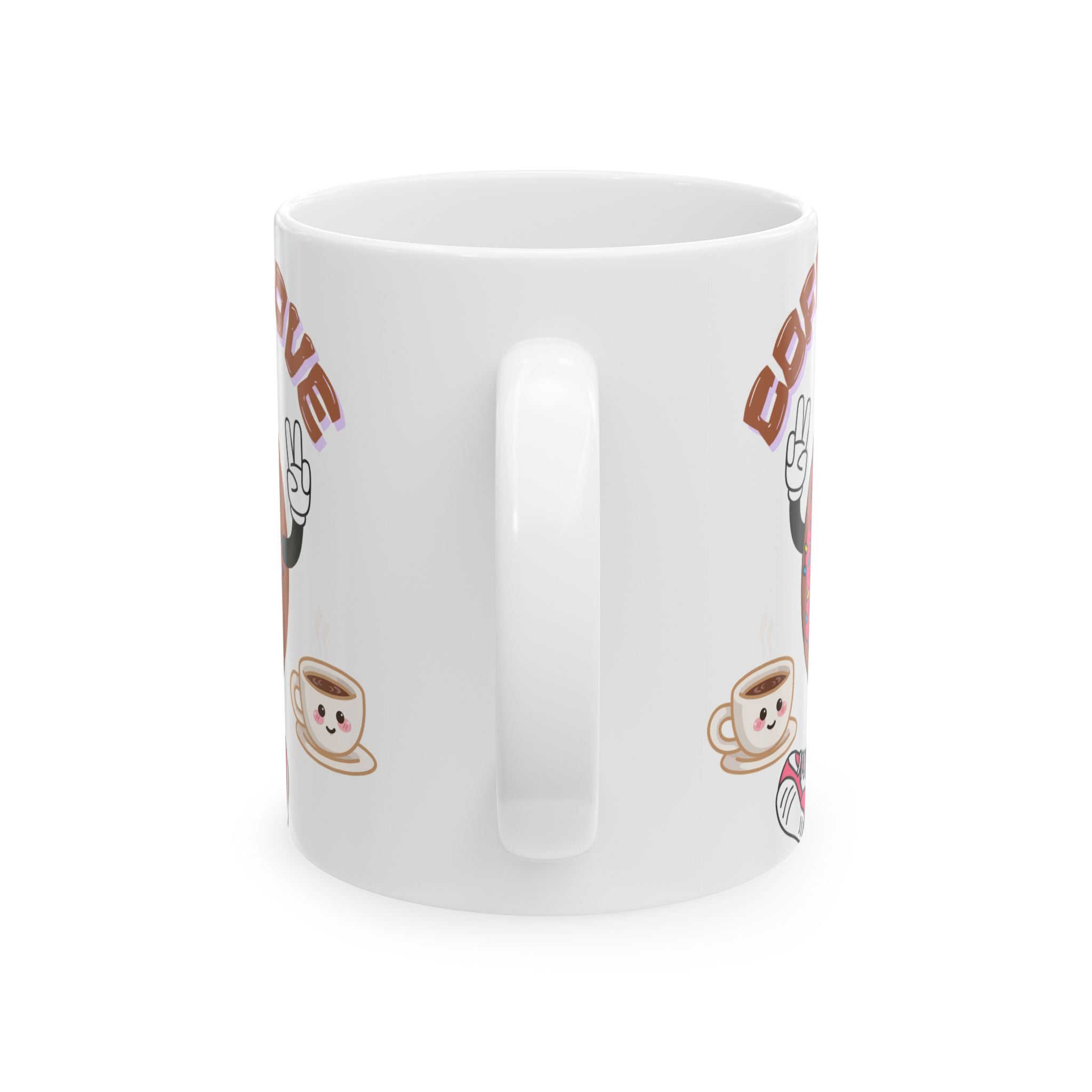 Coffee Love Ceramic Mug - Fun Donut & Coffee Design