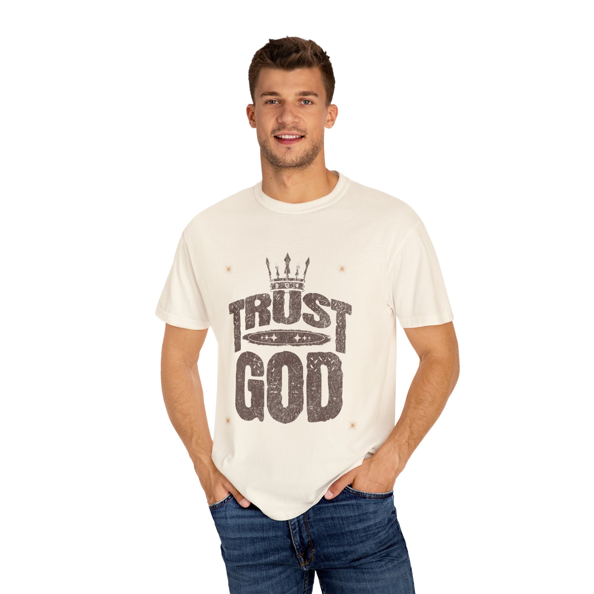 Trust God Unisex Garment-Dyed T-Shirt, Inspirational Tee, Faith-Based Apparel, Casual Wear, Christian Gift