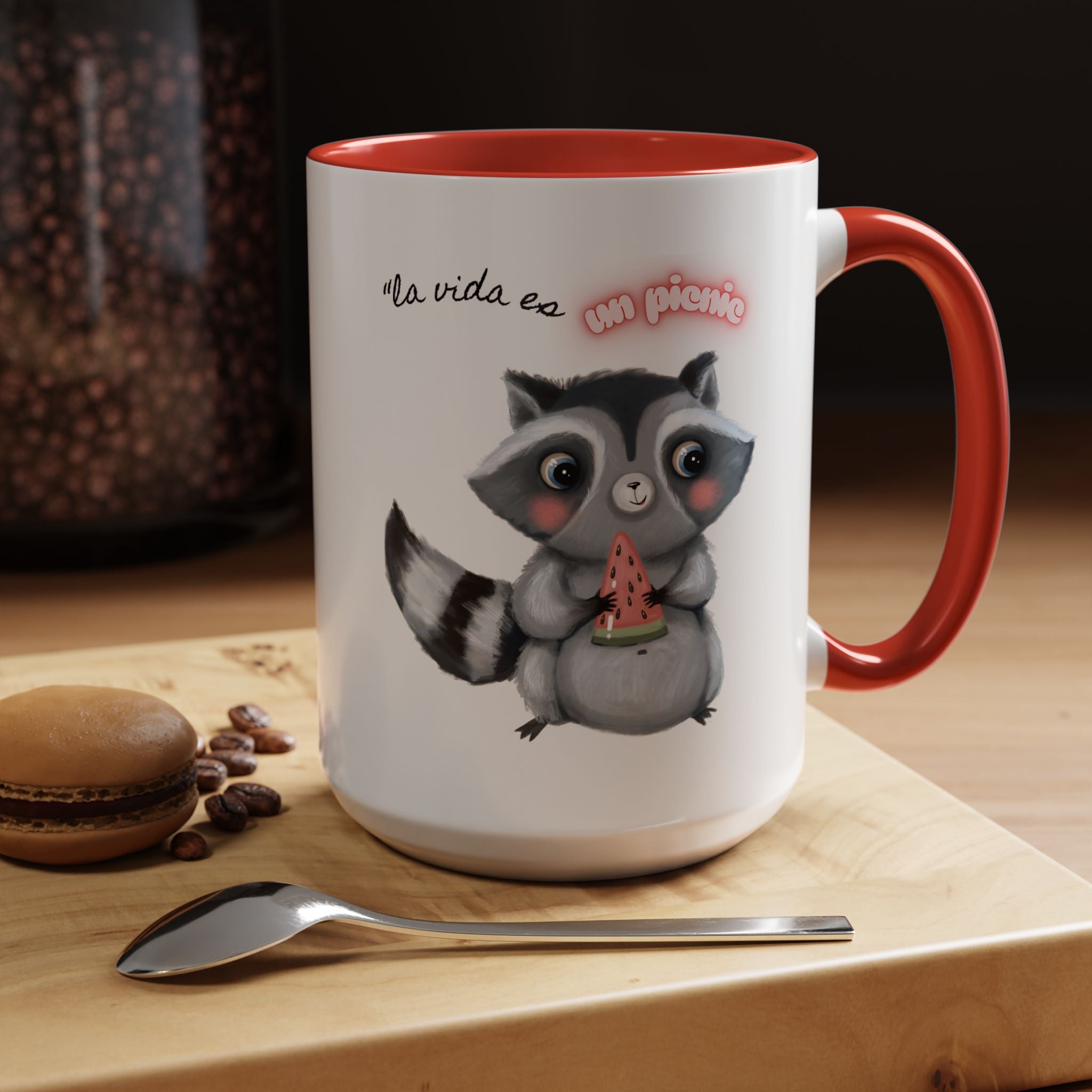 Raccoon-Themed Accent Coffee Mug | Cute Animal Mug for Home, Gift for Coffee Lovers, Nature Lovers, Birthday, Celebrate Life