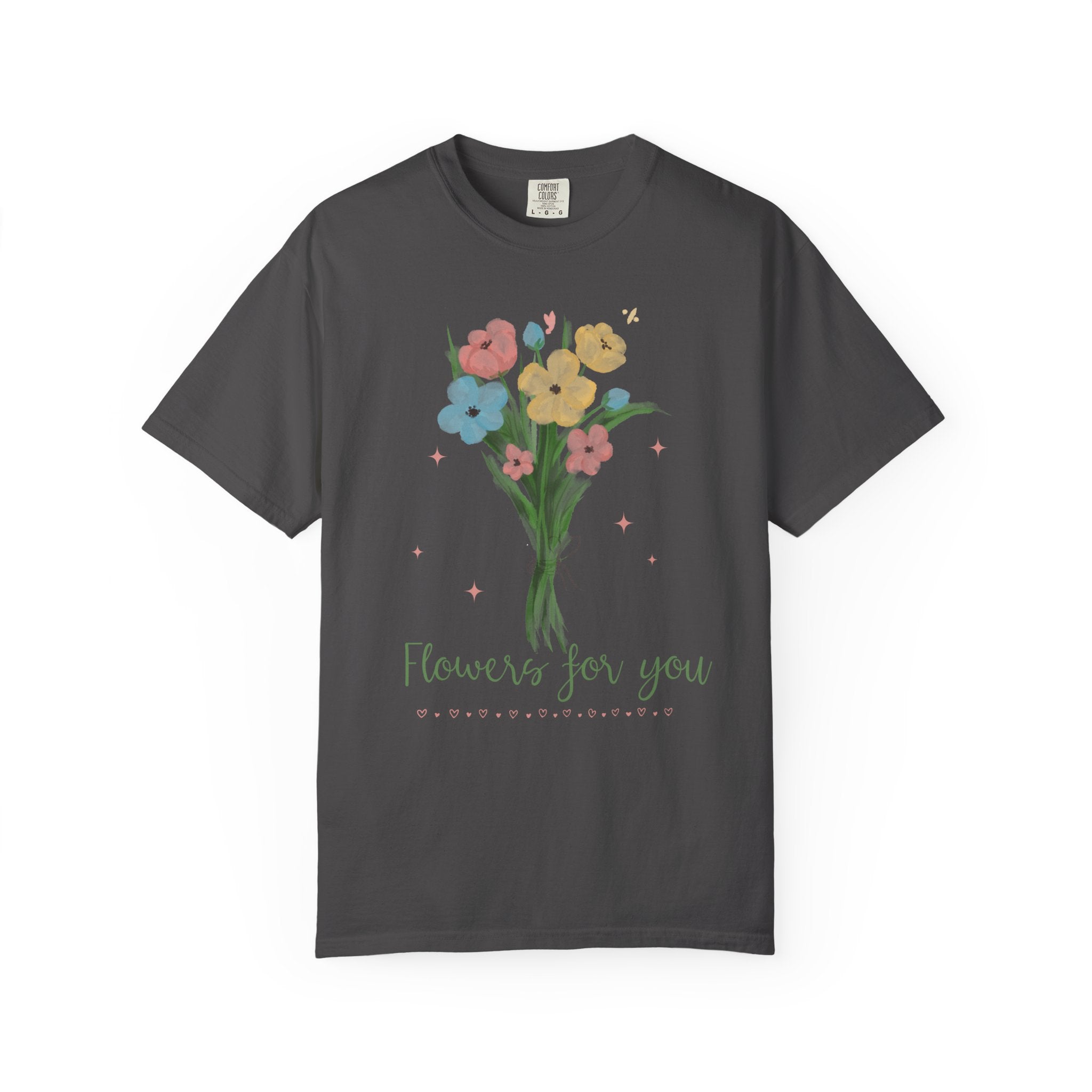 Flower Bouquet Unisex Garment-Dyed T-shirt, Spring Gift, Casual Wear, Floral Tee, Mother's Day Top, Gardening Shirt