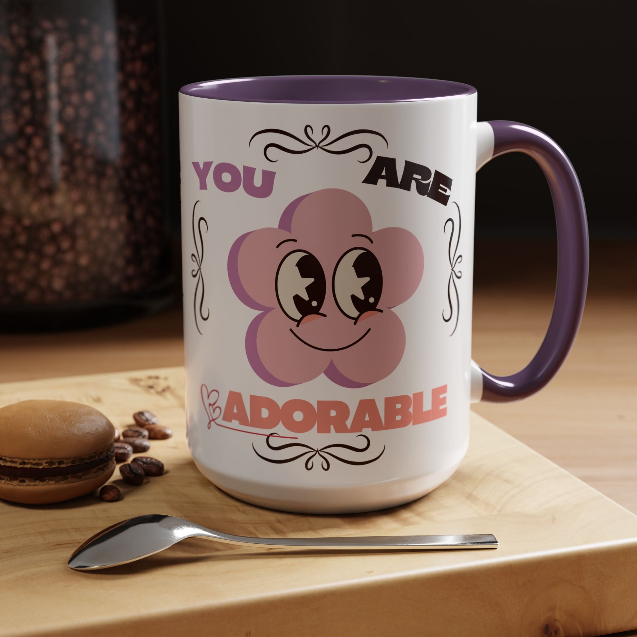 You Are Adorable Coffee Mug — Cute Pink Flower Accent Mug (11/15oz)
