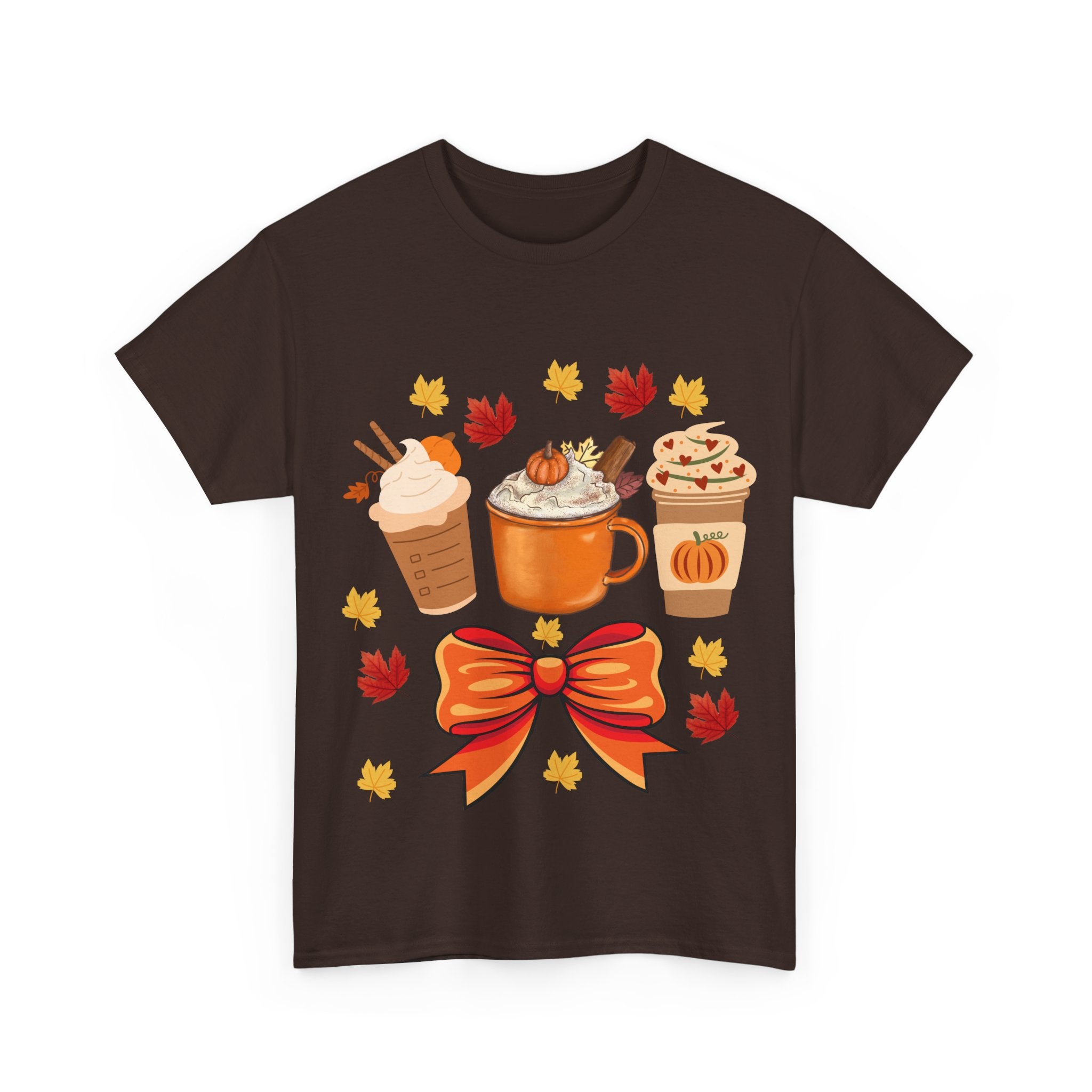 Fall-Themed Unisex Heavy Cotton Tee, Autumn Shirt, Pumpkin Spice Tee, Cozy Fall Apparel, Coffee Lover T-shirt