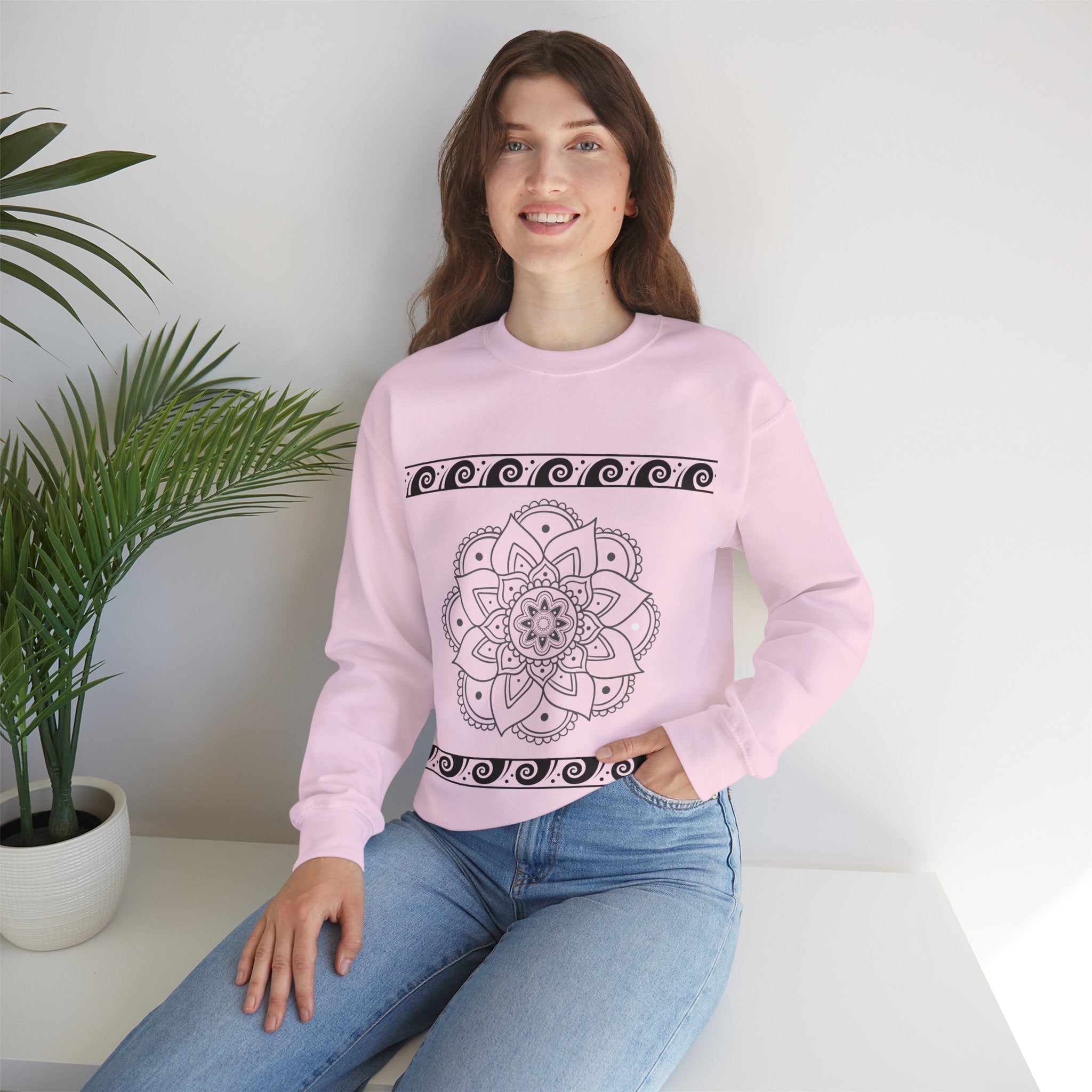Mandala Design Crewneck Sweatshirt | Cozy Unisex Sweatshirt for Relaxation, Gift for Friends, Everyday Wear, Festival Apparel