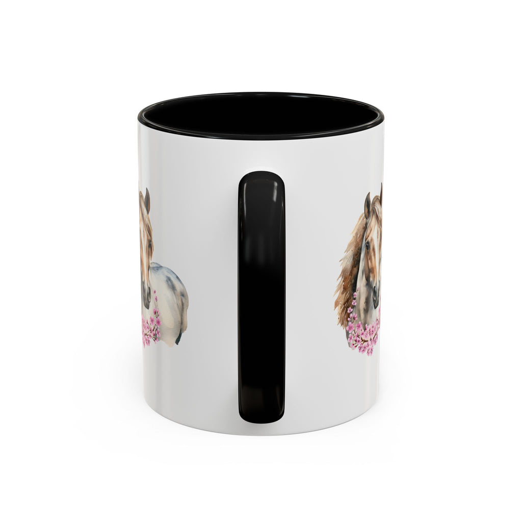 Horse Portrait Accent Coffee Mug — Floral Necklace Rustic Equestrian Gift (11/15oz)