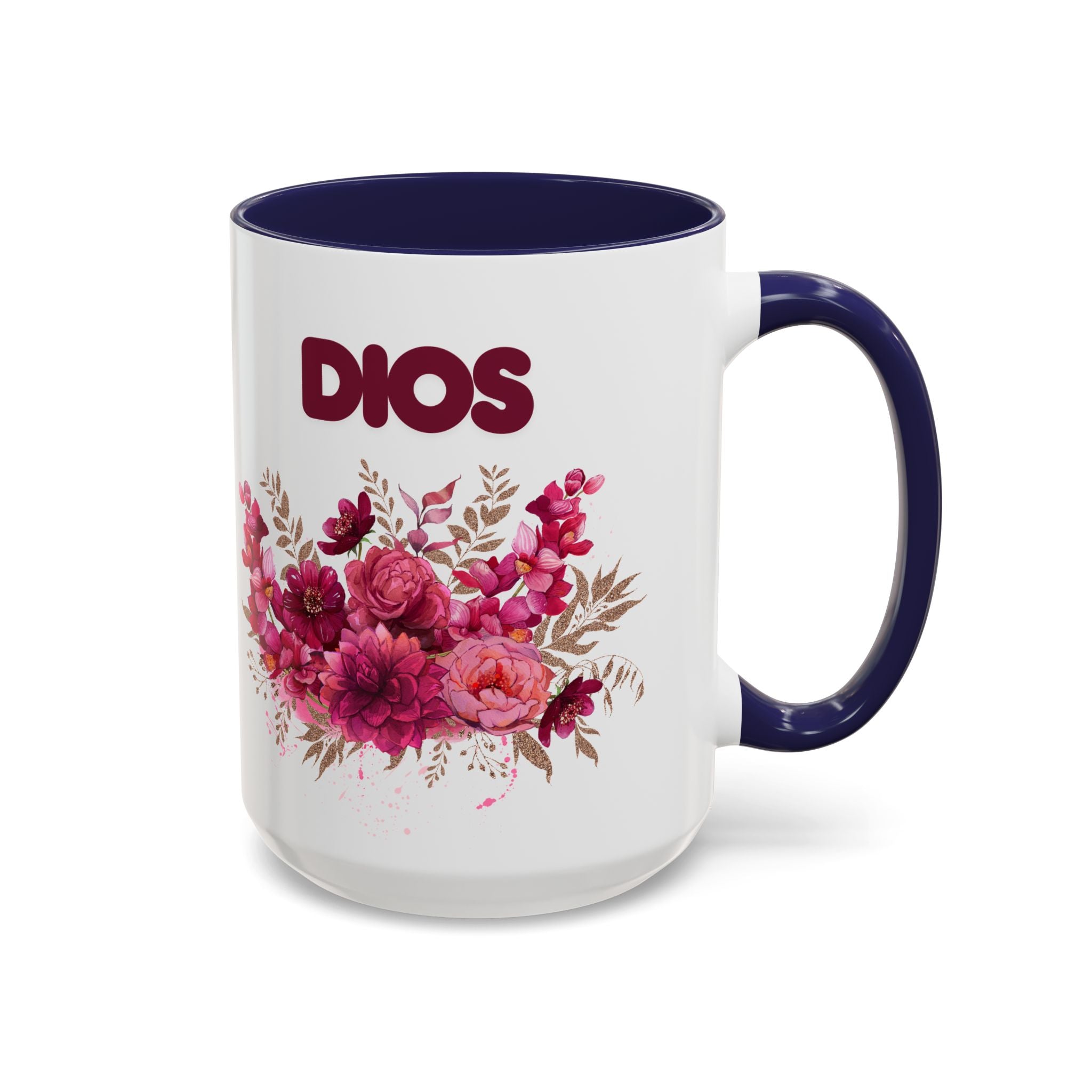 Dios Floral Accent Coffee Mug — 11/15oz Inspirational Christian Tea Cup