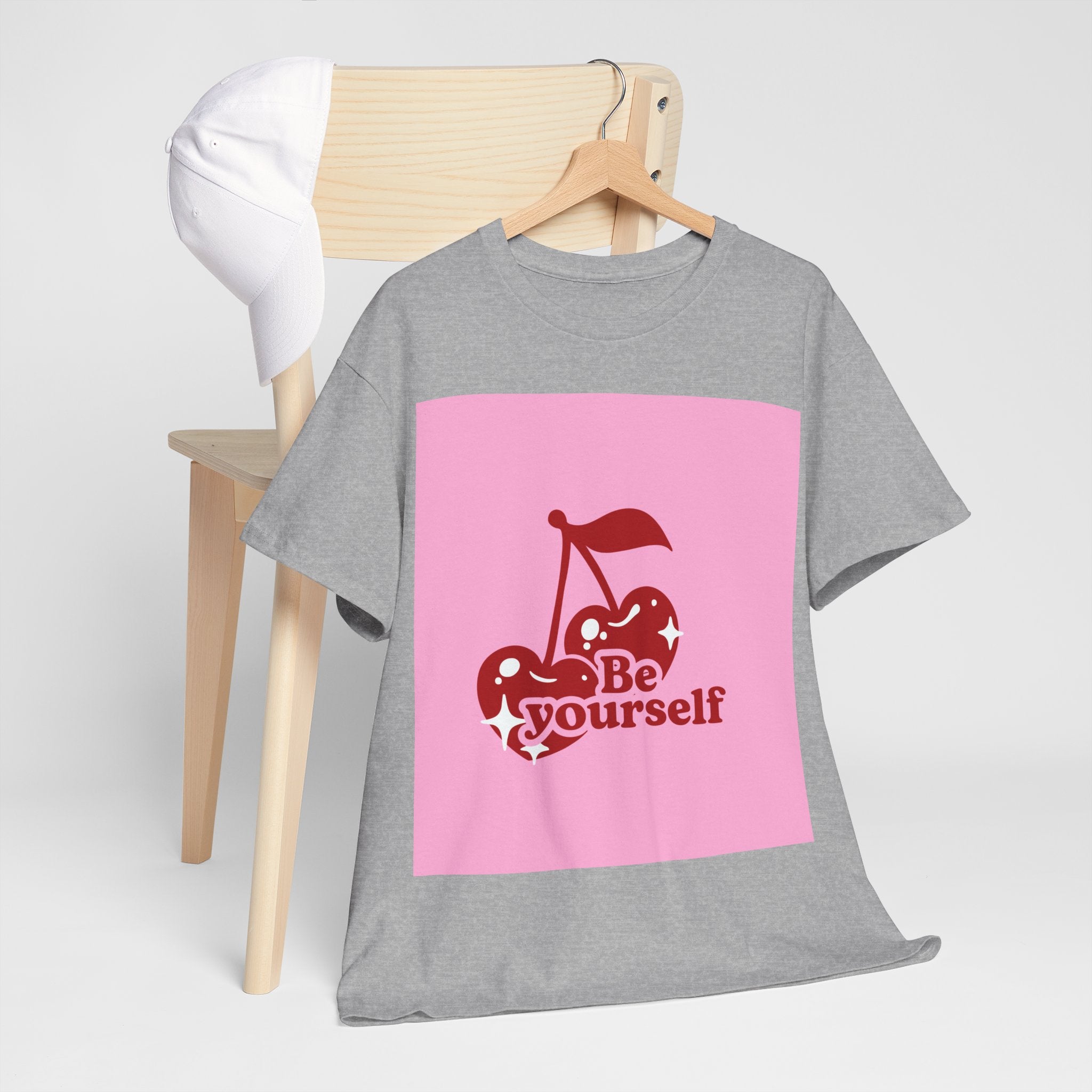 Be Yourself Cherry Graphic Tee, Unisex Cotton T-Shirt, Casual Wear, Gift for Friends, Positive Vibes, Ideal for Summer
