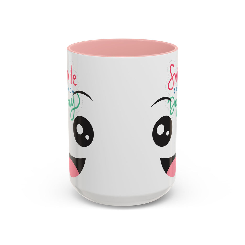 Smile Each Day Coffee Mug — Cute Cartoon Face Accent Mug (11/15oz)