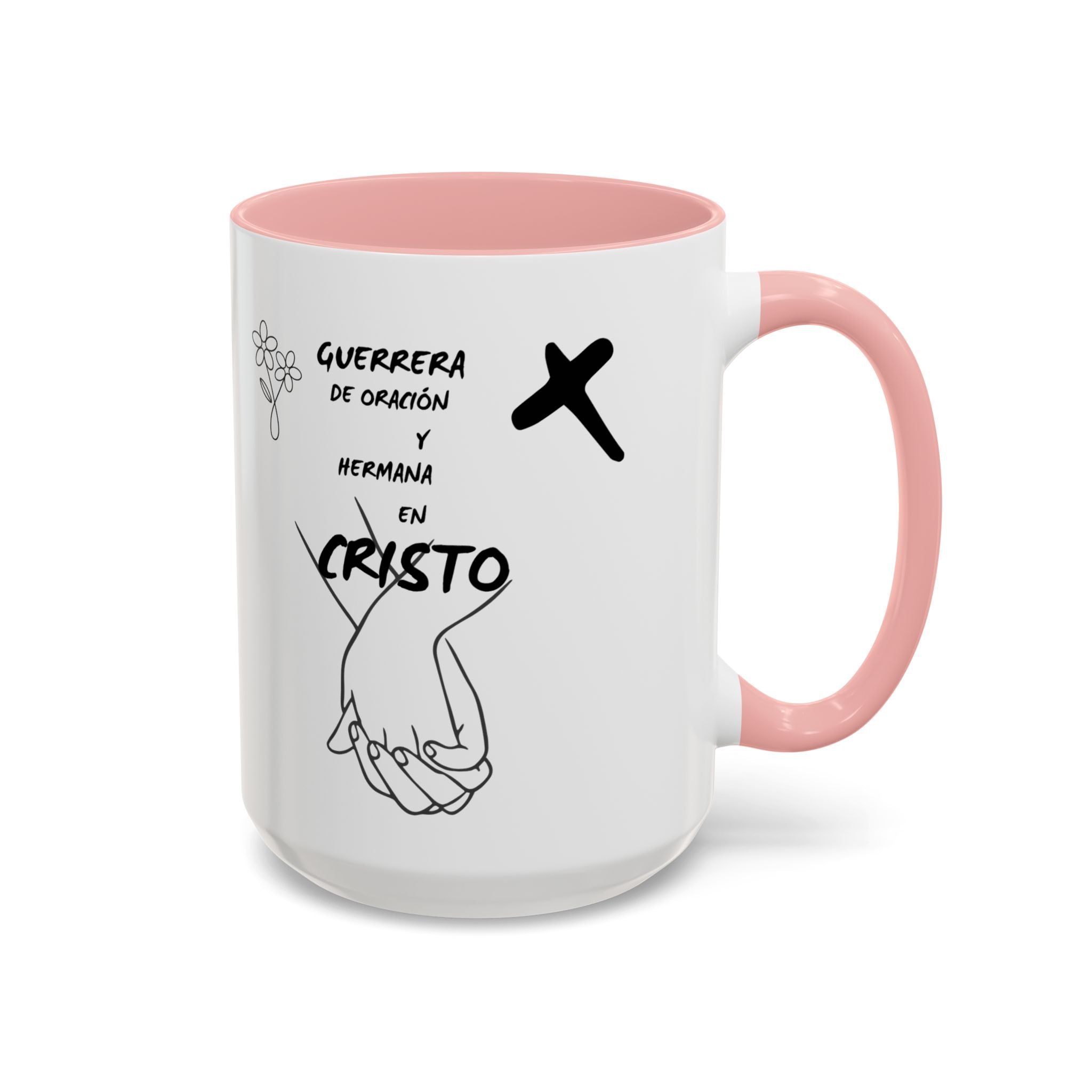 Christian Prayer Warrior Mug — "Guerrera de Oración y Hermana en Cristo" Accent Coffee Cup (11/15oz)