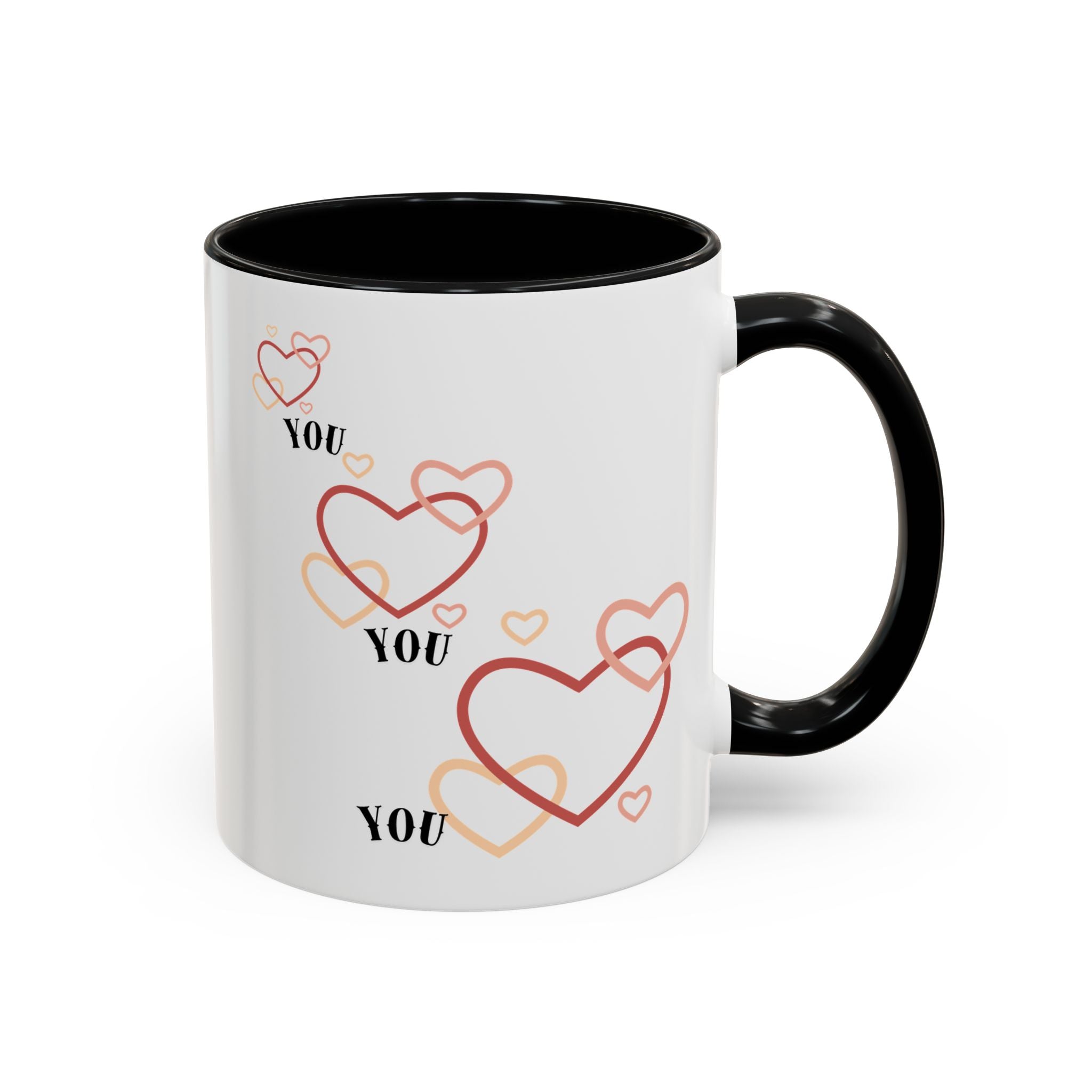 Love You Accent Coffee Mug, Valentine's Day Gift, Heart Mug, Cute Coffee Cup, Romantic Beverage Container