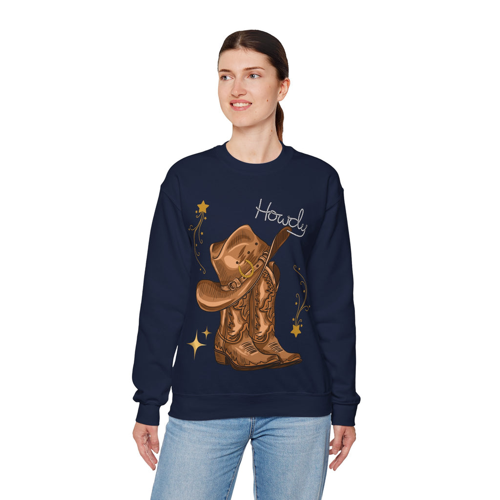 Howdy Cowboy Crewneck Sweatshirt | Unisex Sweatshirt, Western Apparel, Fall Fashion, Gift for Him/Her, Casual Wear
