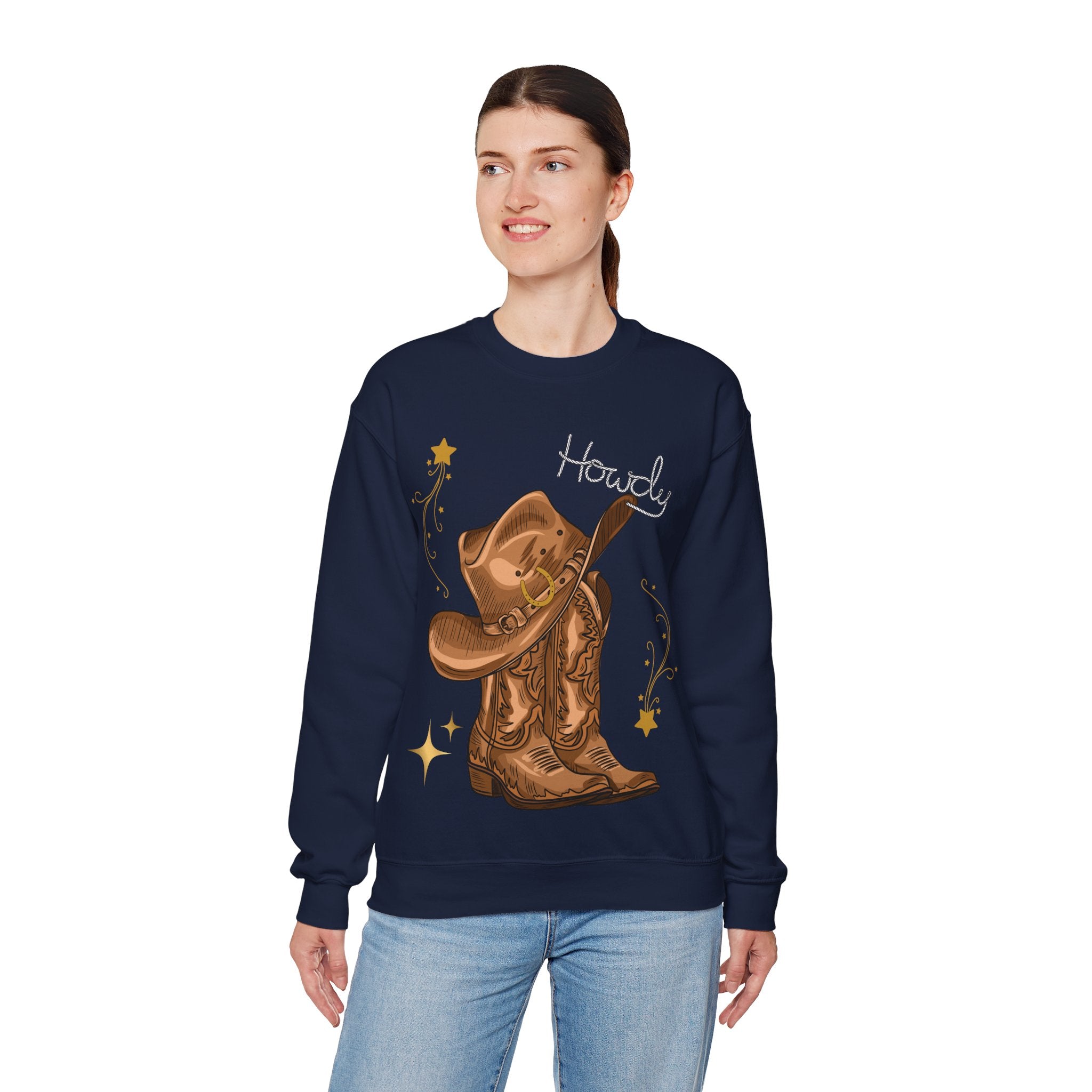 Howdy Cowboy Crewneck Sweatshirt | Unisex Sweatshirt, Western Apparel, Fall Fashion, Gift for Him/Her, Casual Wear