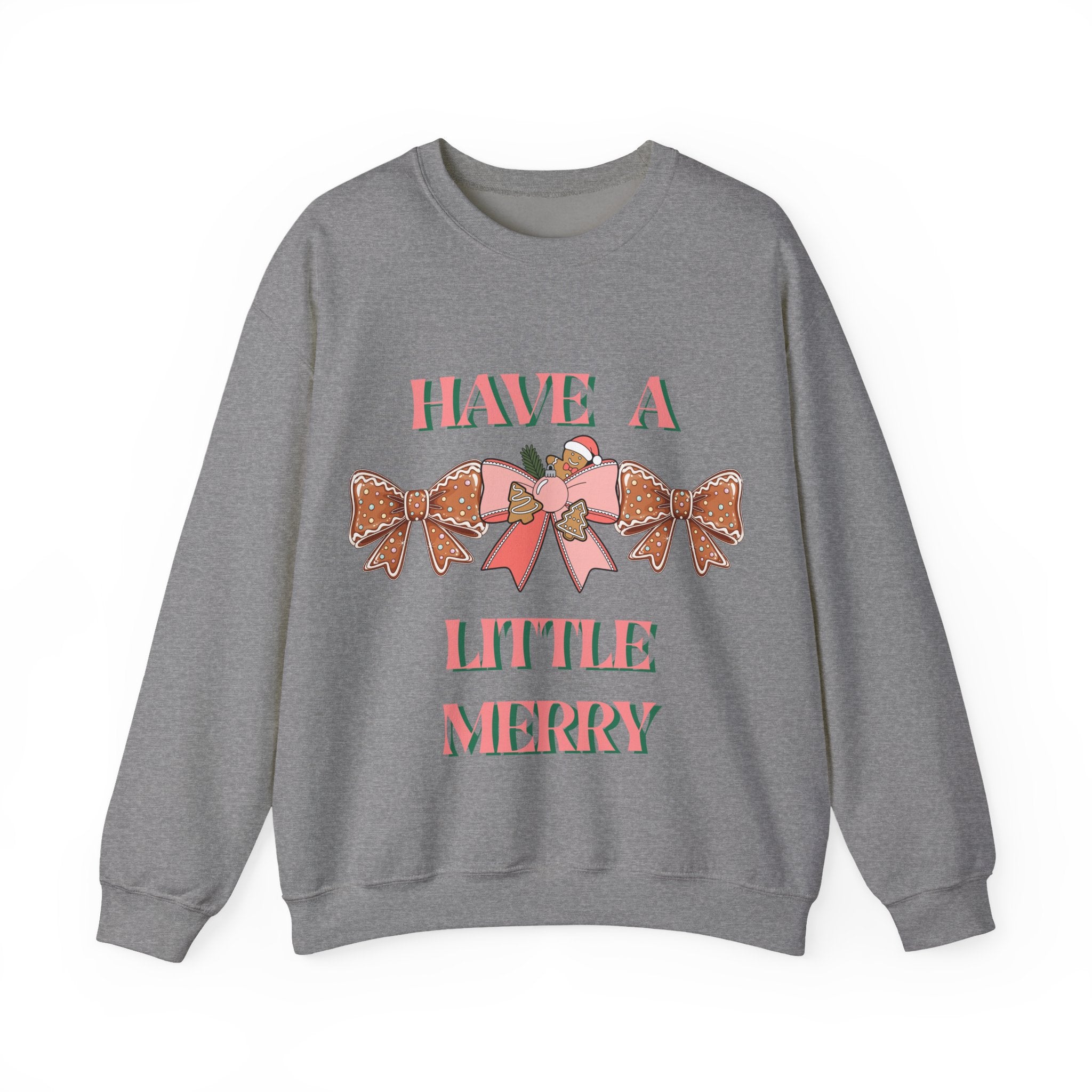 Have a Little Merry Crewneck Sweatshirt — Pink Holiday Bow Christmas Sweater