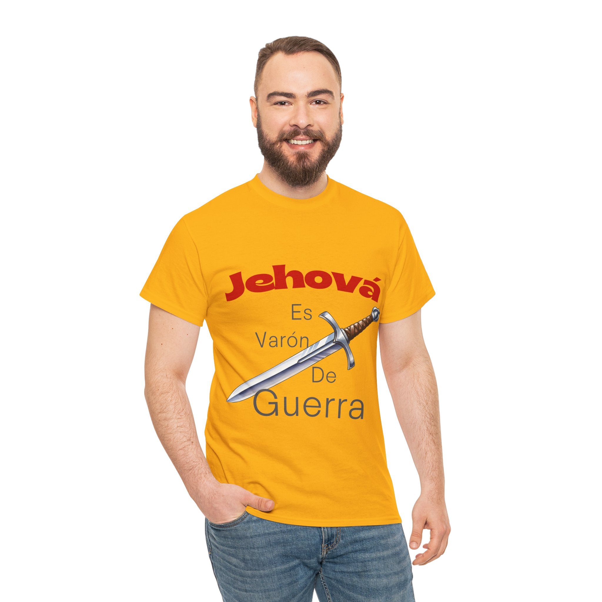 Jehová Es Varón De Guerra T-Shirt — Spanish Christian Sword Design