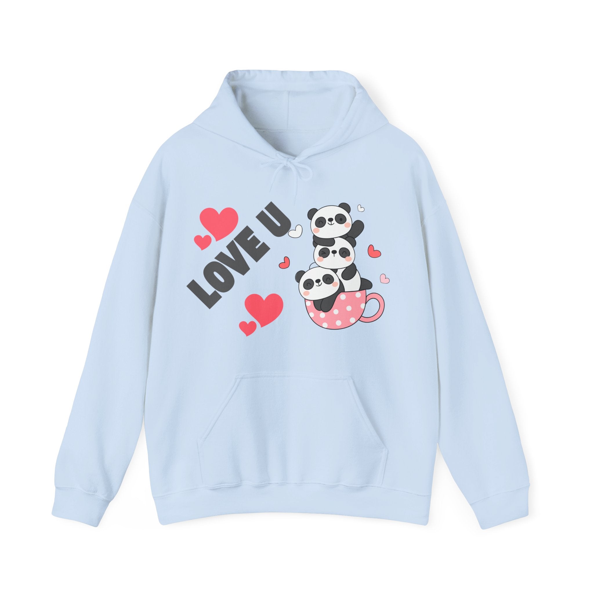 Cute Panda Love Hoodie for Couples, Valentine's Day Gift, Cozy Sweatshirt, Unisex Love Hoodie, Animal Lover Apparel, Cute Sweatshirt