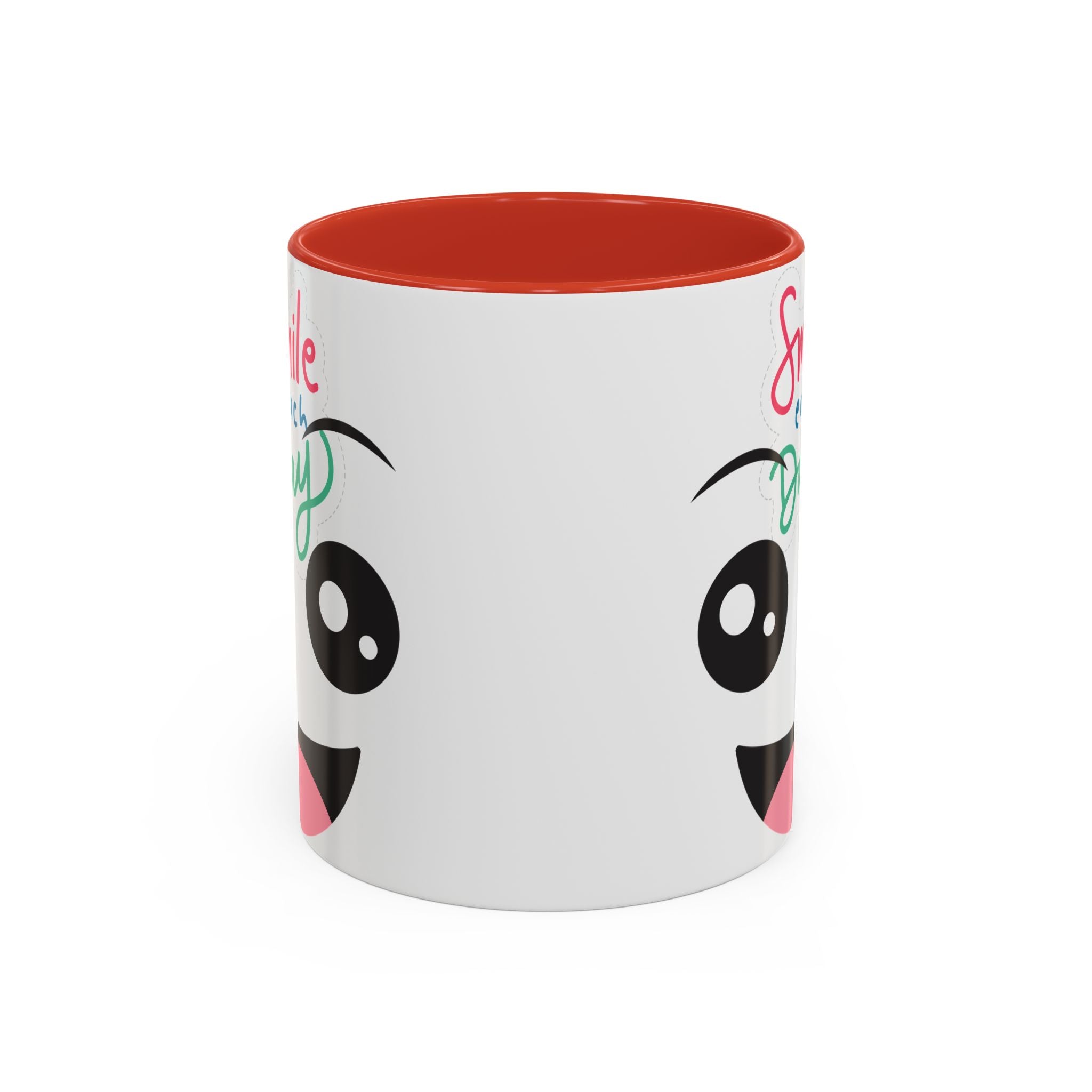 Smile Each Day Coffee Mug — Cute Cartoon Face Accent Mug (11/15oz)