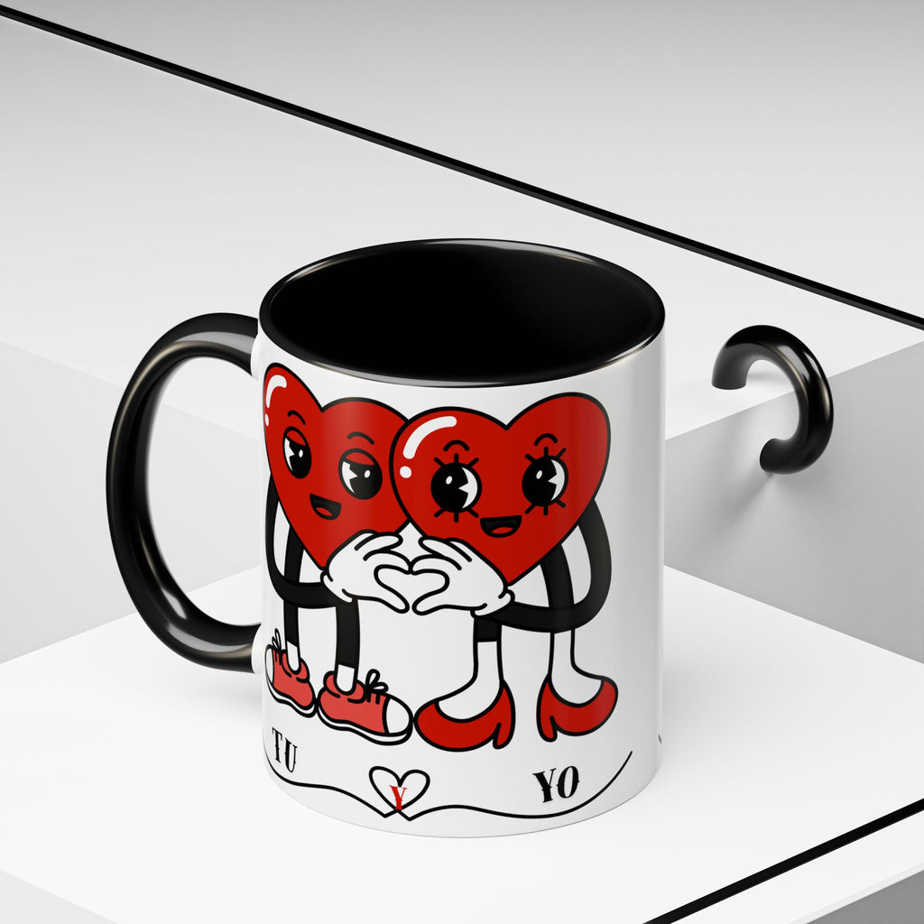 Valentine Heart Couple Coffee Mug – "Tu y Yo" Cute Romantic Accent Mug