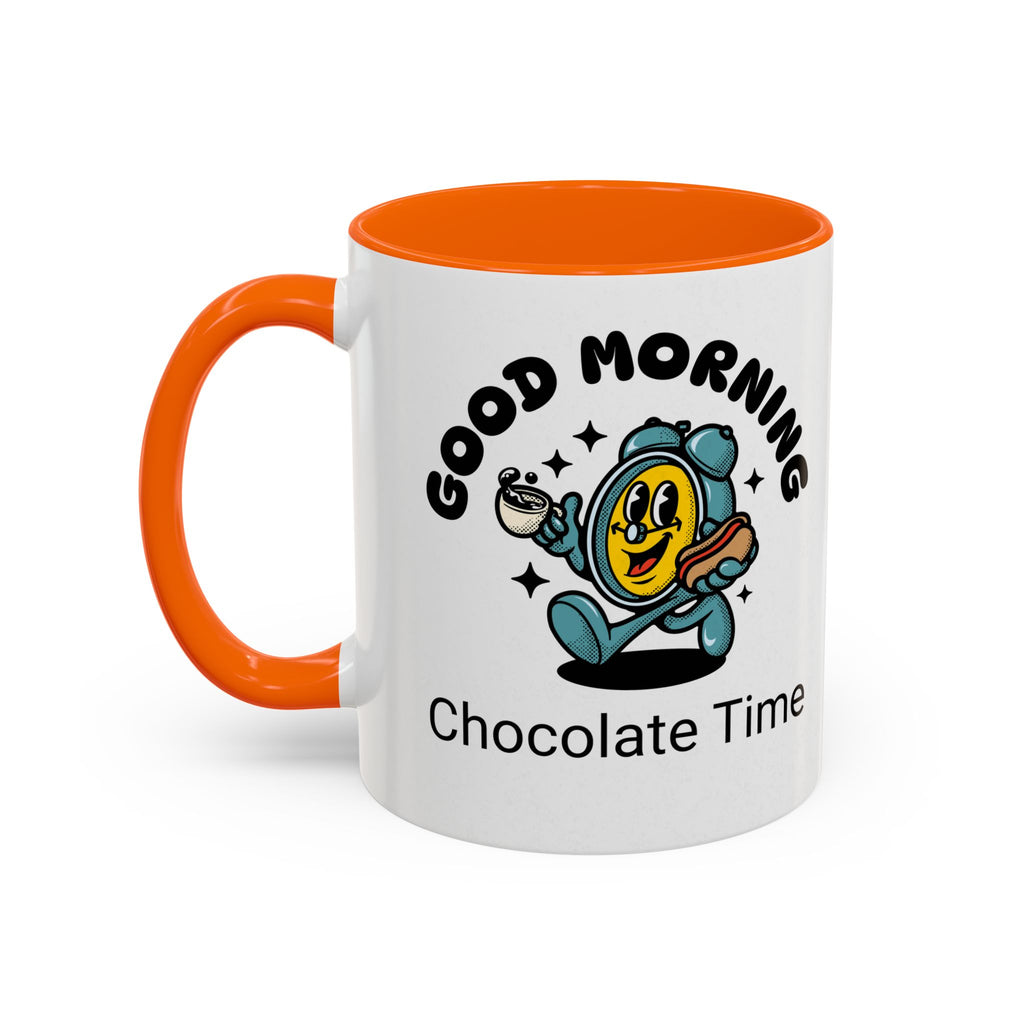 Cheerful Accent Coffee Mug, Good Morning Mug, Hot Beverage Cup, Chocolate Time Gift, Fun Kitchen Decor