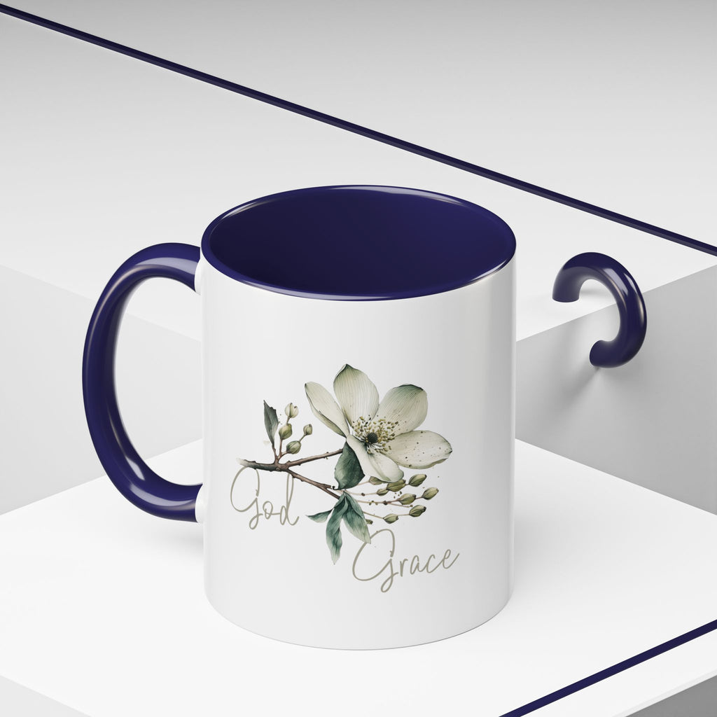 Floral Accent Coffee Mug | God Grace Gift, Nature-Inspired Tea Cup, Inspirational Drinkware for Home, Office, Mother's Day