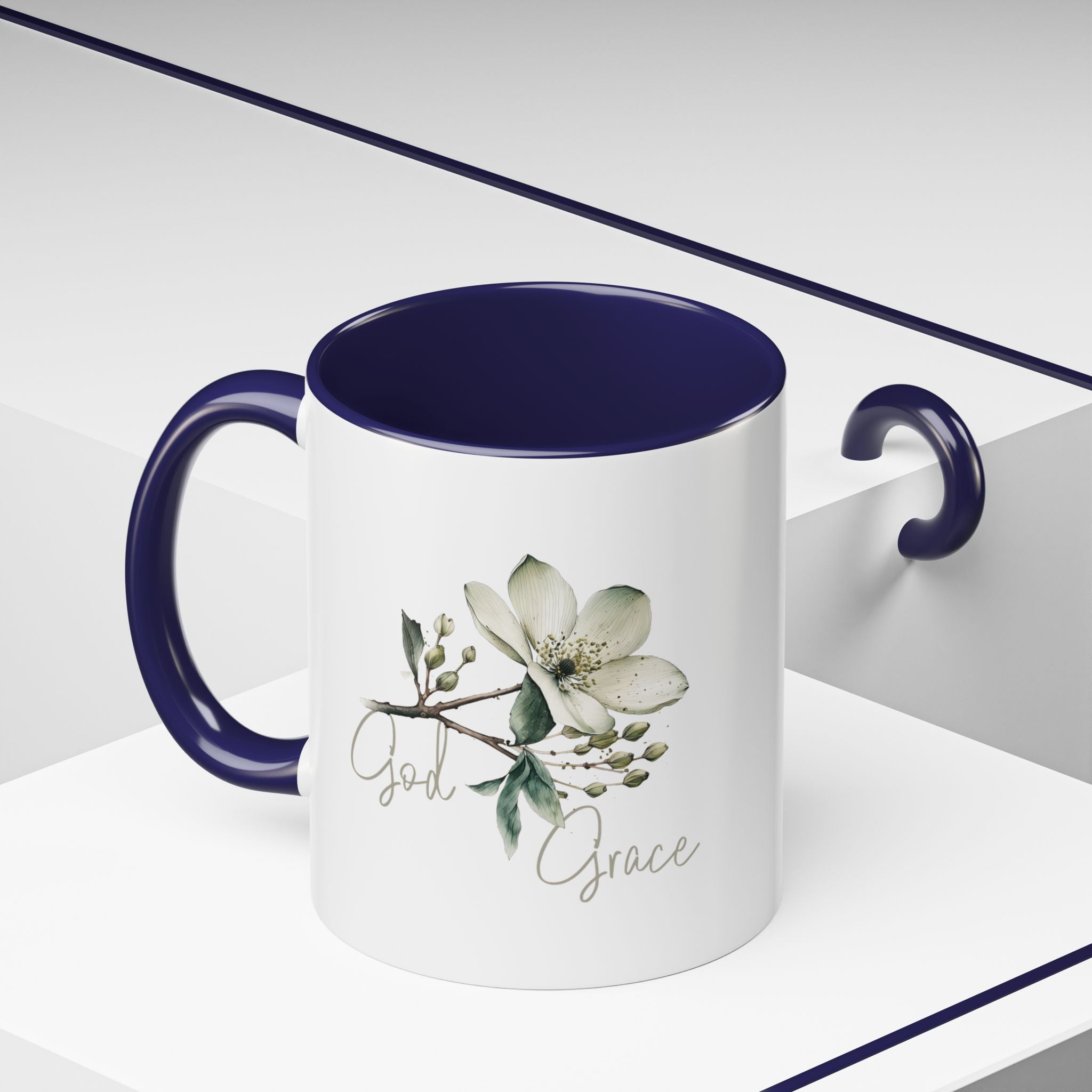 Floral Accent Coffee Mug | God Grace Gift, Nature-Inspired Tea Cup, Inspirational Drinkware for Home, Office, Mother's Day