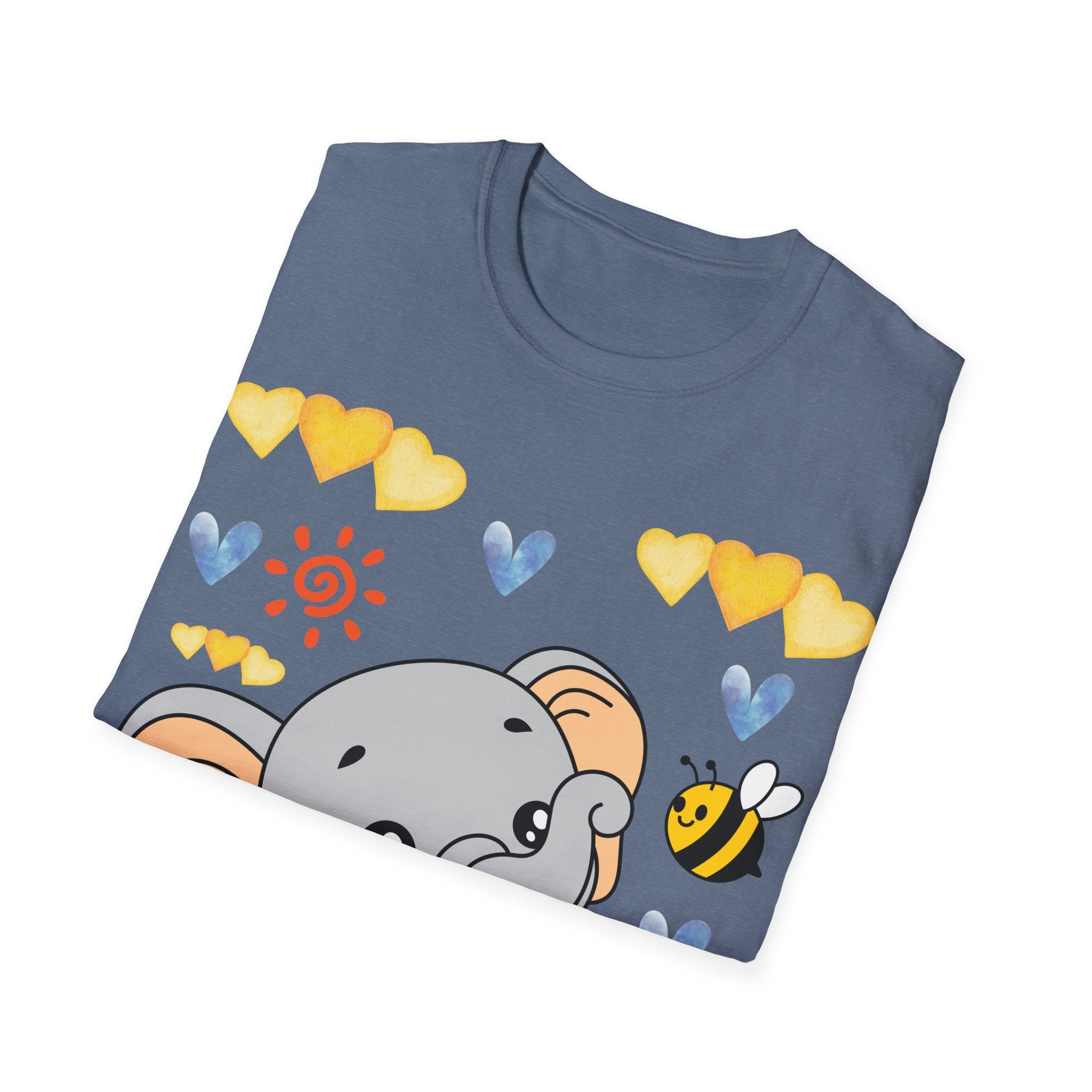 Cute Baby Elephant & Bee Tee — Kids Animal Graphic T-Shirt
