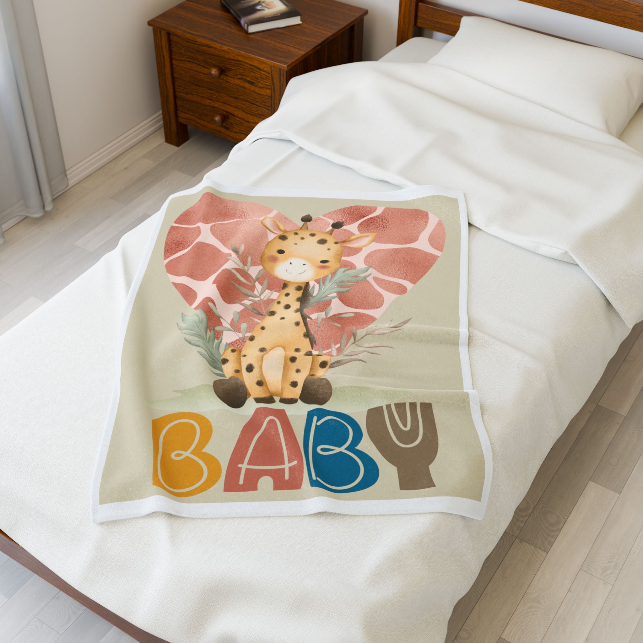 Baby Giraffe Plush Blanket, Soft Baby Blanket, Nursery Decor, Gift for New Parents, Kids Bedding, Baby Shower Gift