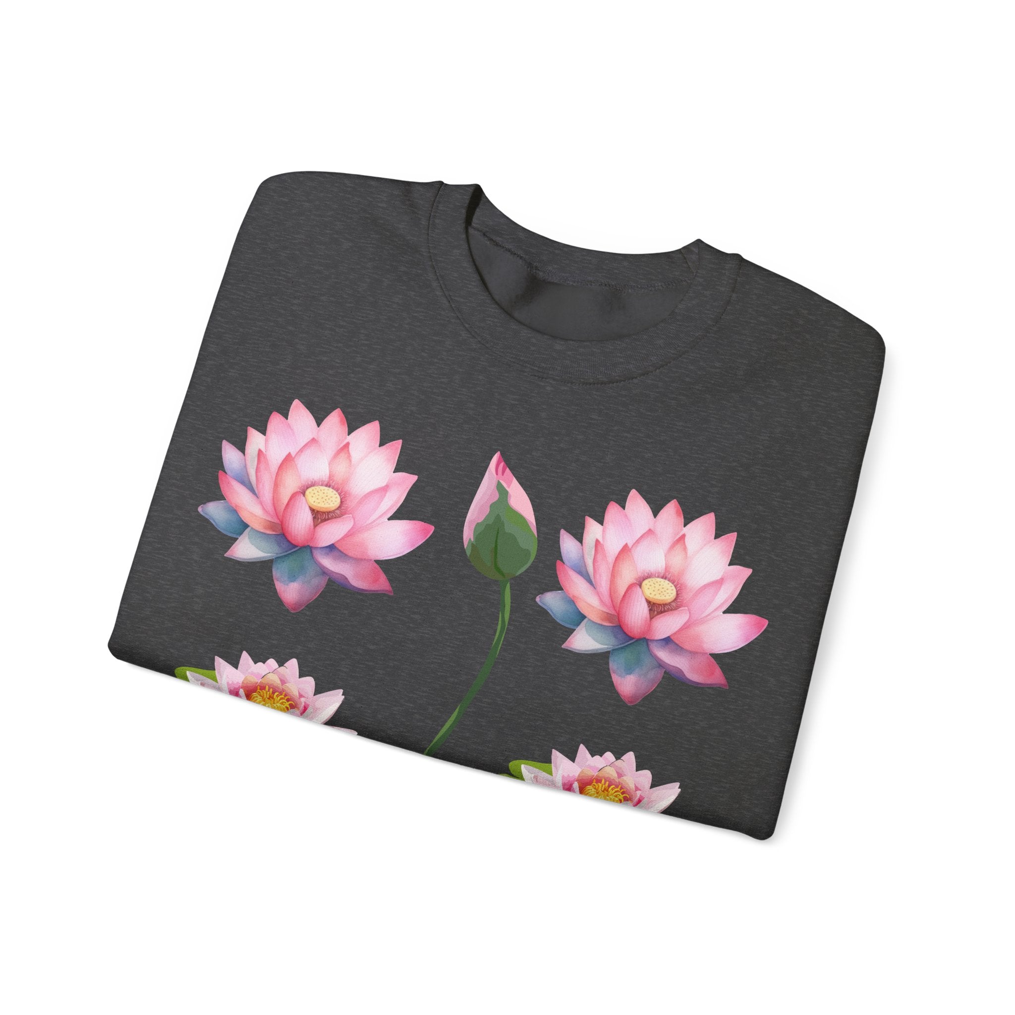 Lotus Flower Crewneck Sweatshirt — Pink Water Lily Botanical Sweatshirt