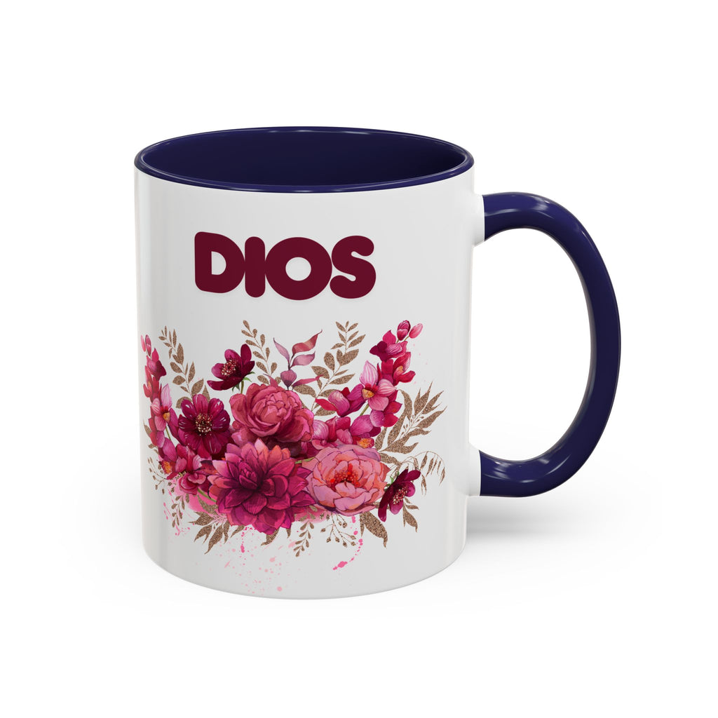 Dios Floral Accent Coffee Mug — 11/15oz Inspirational Christian Tea Cup