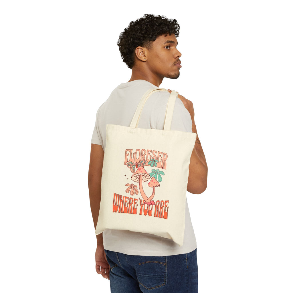 Tote Bag — “Floreser Where You Are” Retro Floral Canvas Tote